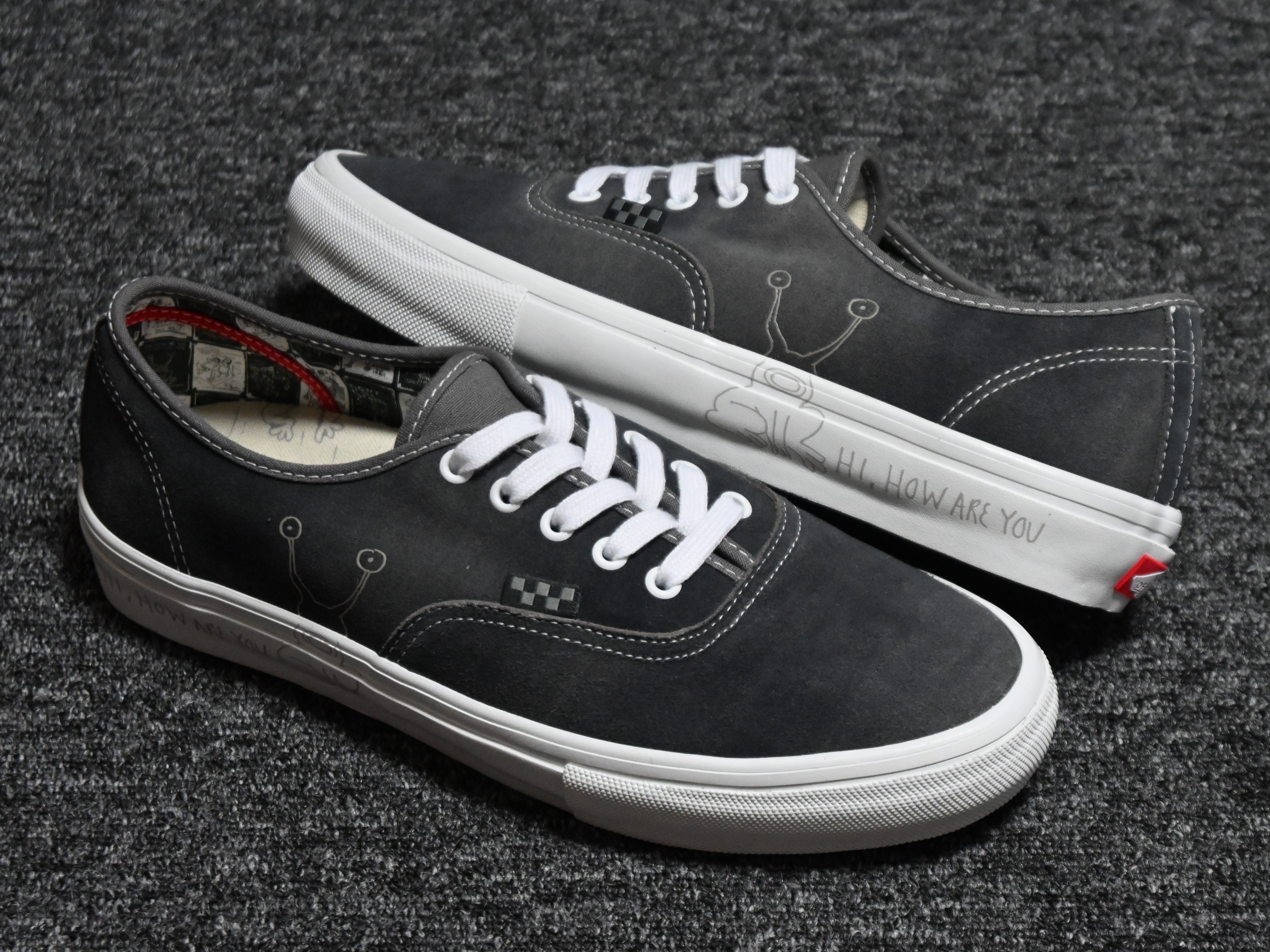 Vans x Daniel Johnston Skate Authentic Raven 착용 스타일