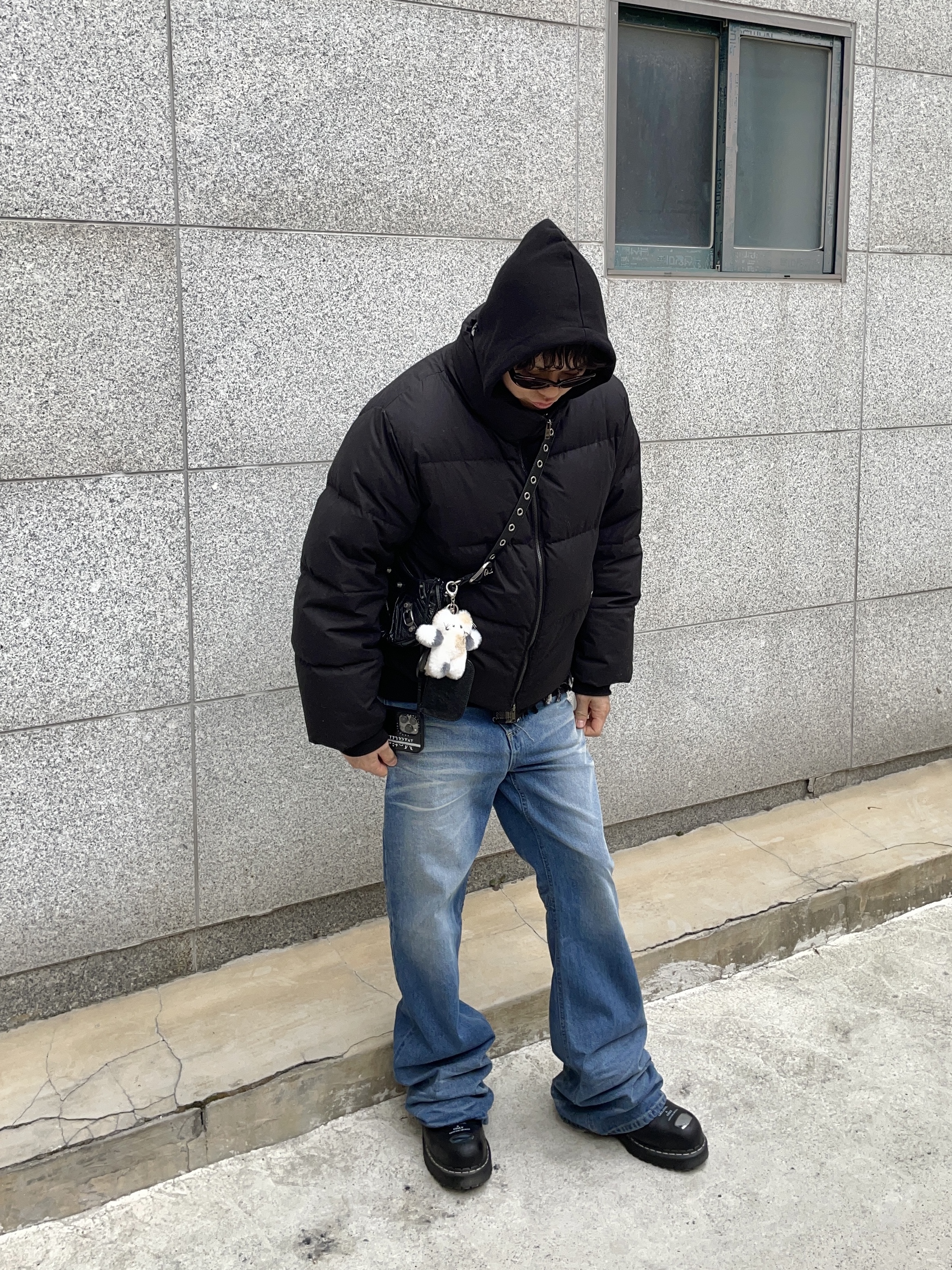 Godashin Cats Keyring White, Dr. Martens 1460 Pascal Steel Toe Overdrive Black 착용 스타일 - 2