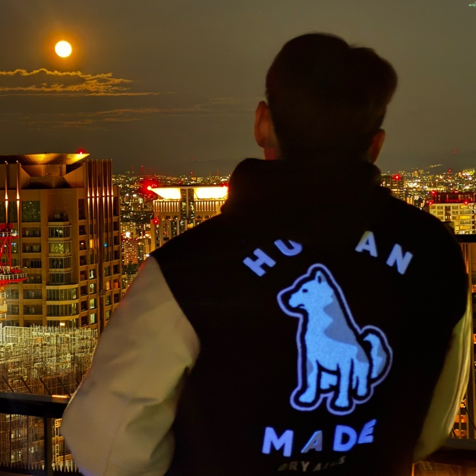 Human Made Graphic Varsity Jacket Black - Seoul Store Exclusive 착용 스타일