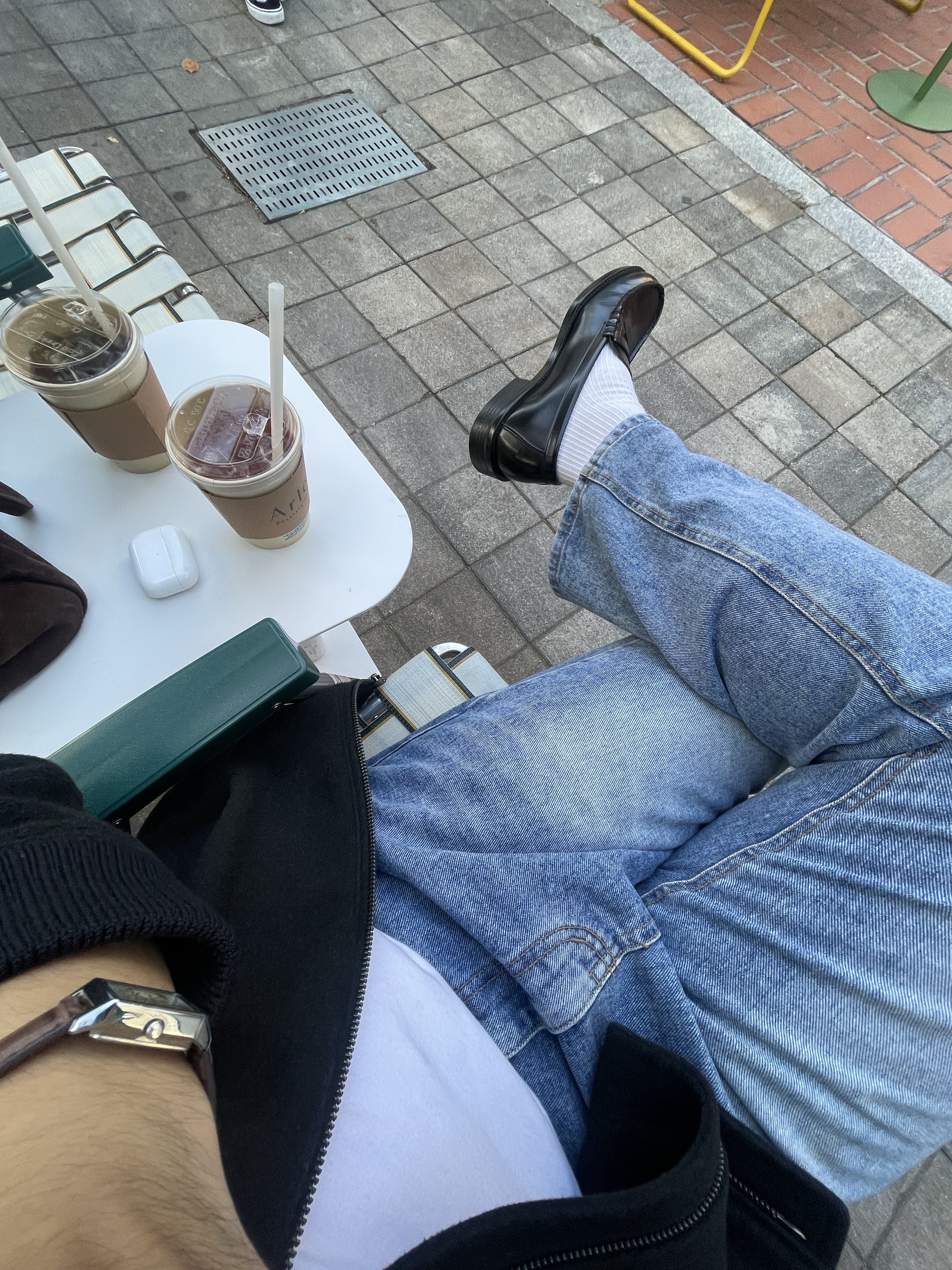 Haruta HS-6550 Penny Loafer Black 착용 스타일 - 1