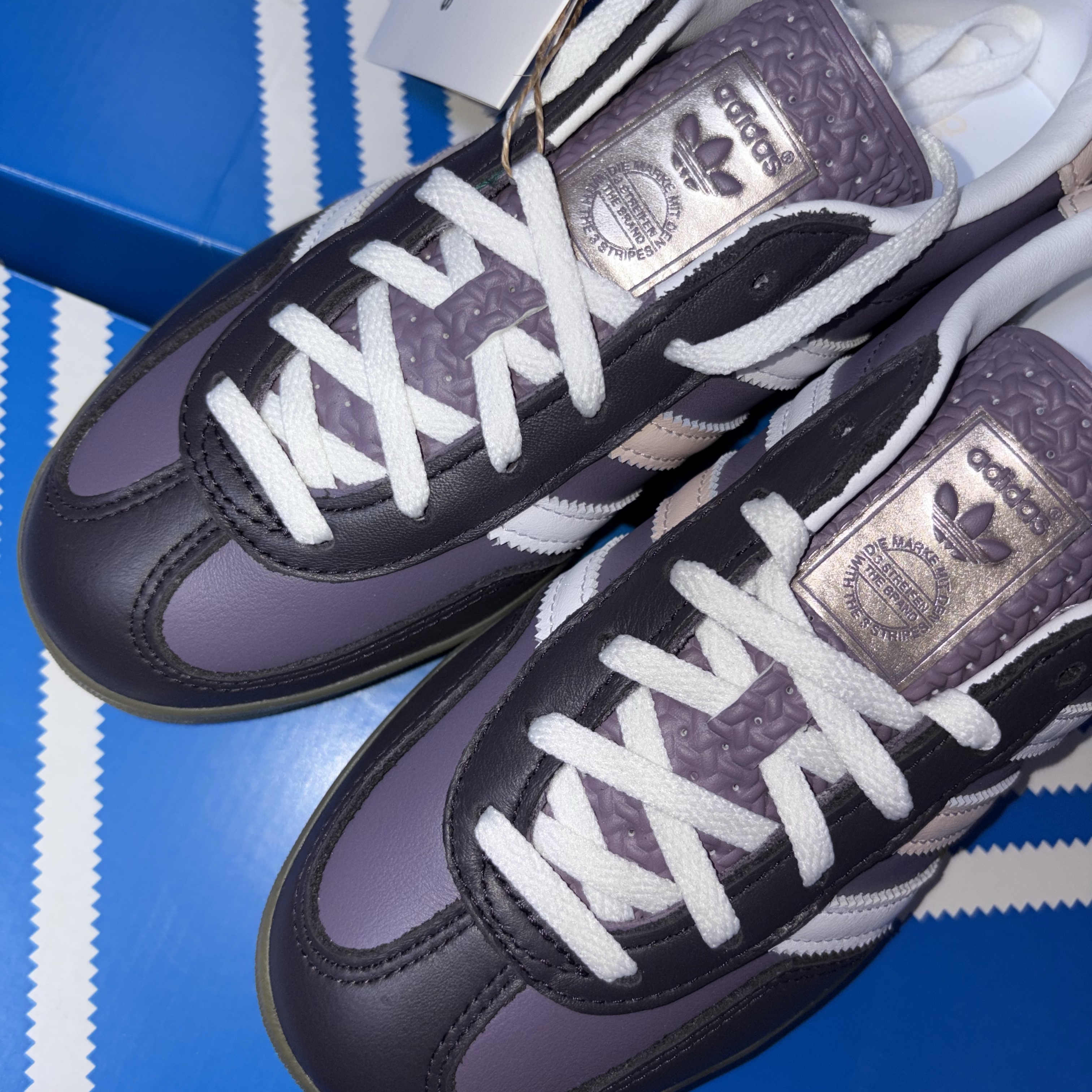 (W) Adidas Gazelle Indoor Shadow Violet Cloud White 착용 스타일 - 1