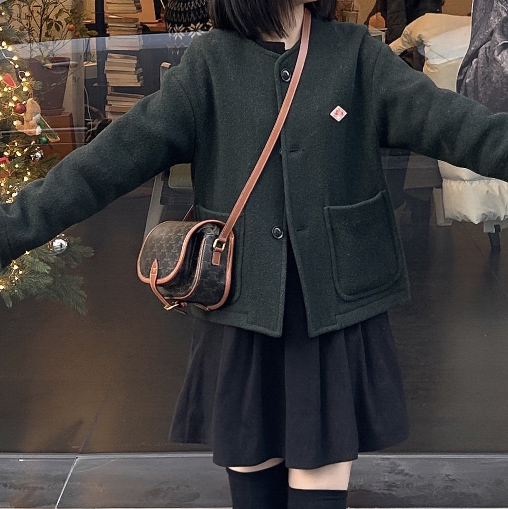 Celine Medium Folco Bag in Triomphe Canvas and Calfskin Tan 착용 스타일