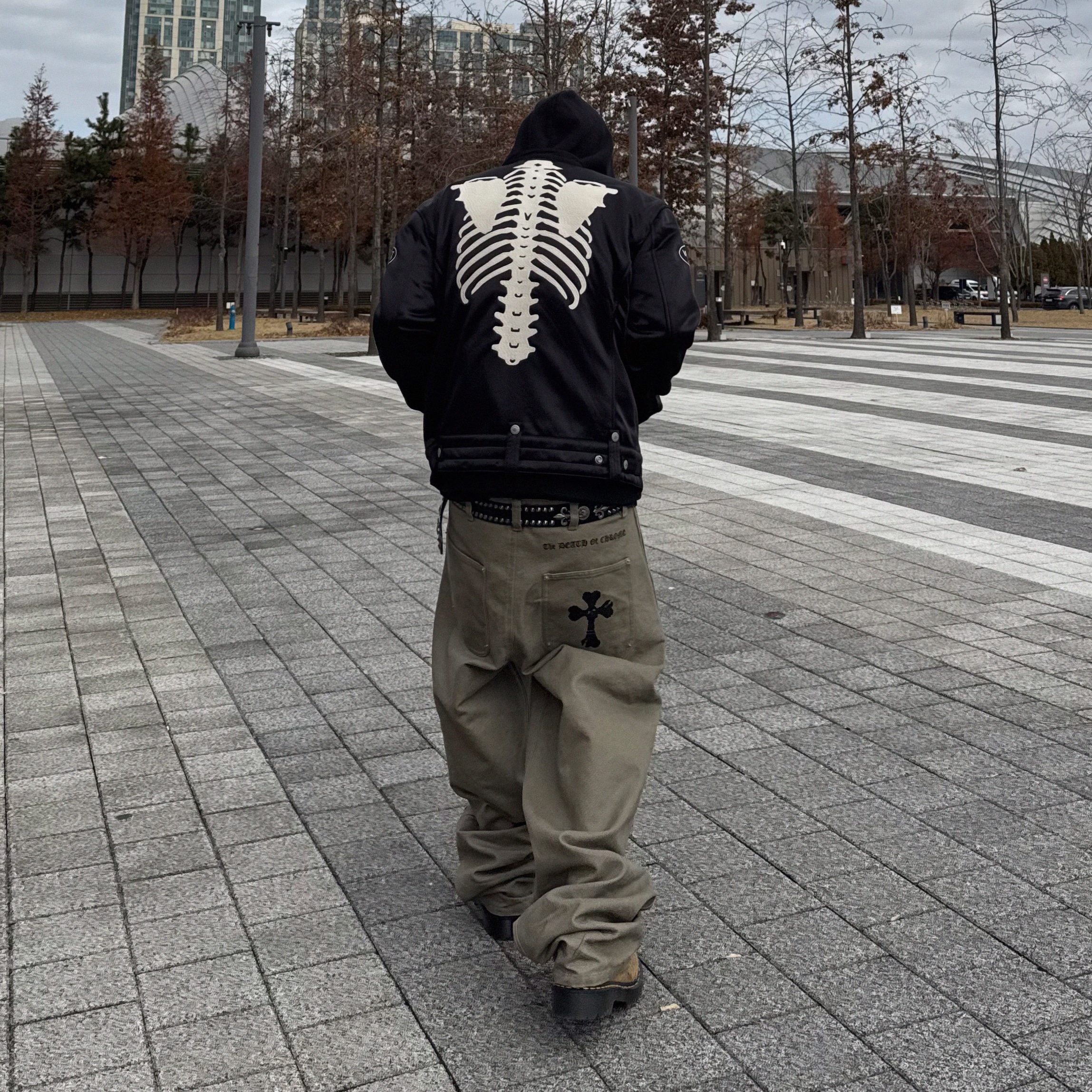 Vanson Bone Satin Jacket Black, Mastermind World x Vanson Bone Jacket Custom Black - 24FW 착용 스타일 - 1