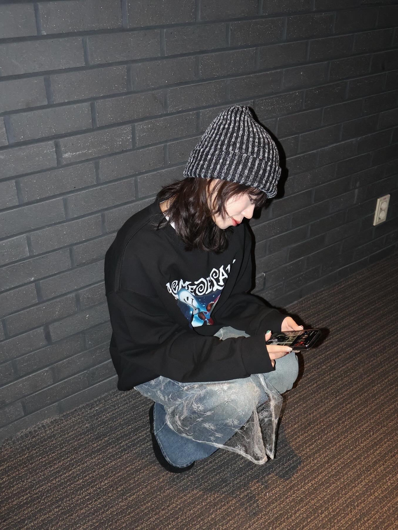 Supreme Rainbow Loose Gauge Beanie Black - 24FW 착용 스타일 - 1