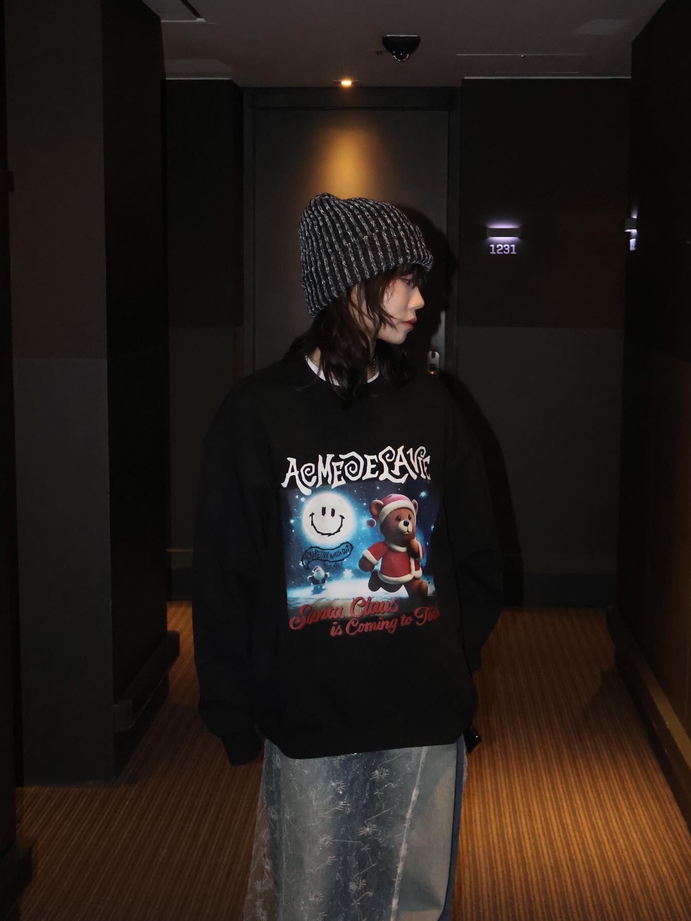 Supreme Rainbow Loose Gauge Beanie Black - 24FW 착용 스타일 - 3