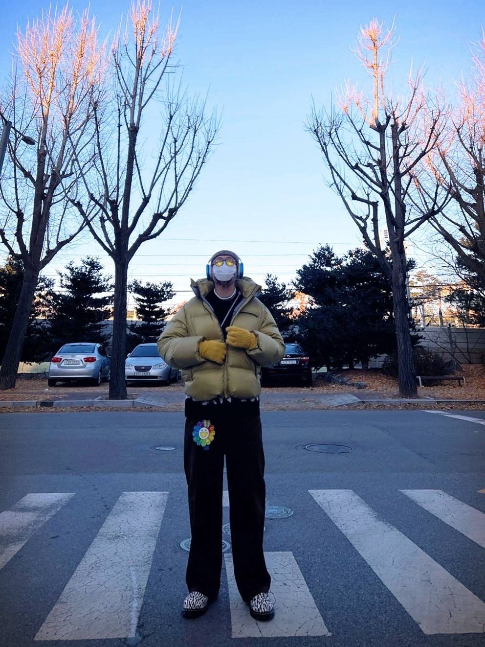 Dr. Martens x Wacko Maria 1461 Tiger Camo Hair On Black White, Kaikai Kiki Flower Rubber Keyring Over The Rainbow 착용 스타일