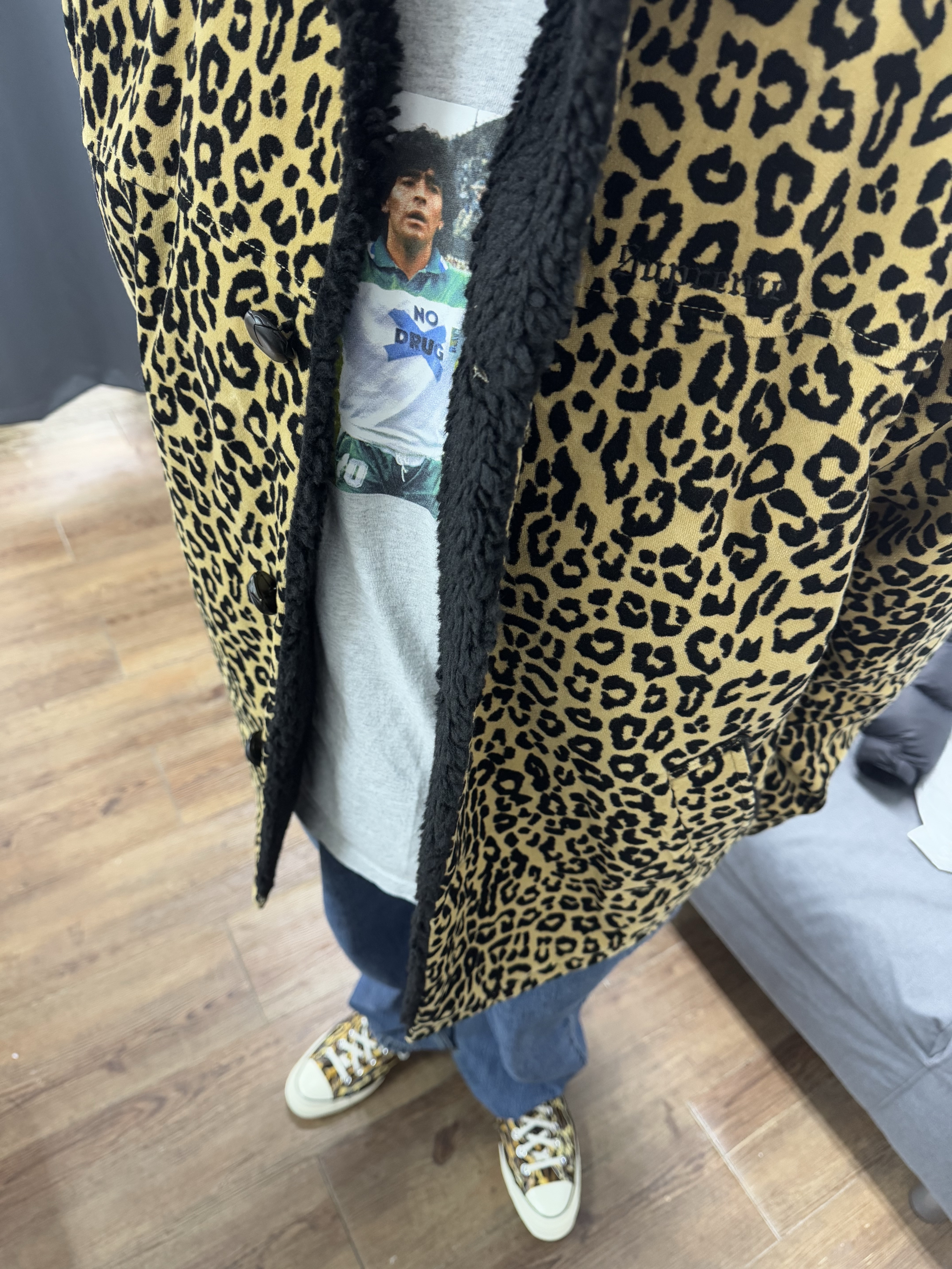 Supreme x Kate Moss Fleece Jacket Natural - 24FW, Hysteric Glamour Guitar Girl Mesh Cap Black 착용 스타일 - 9