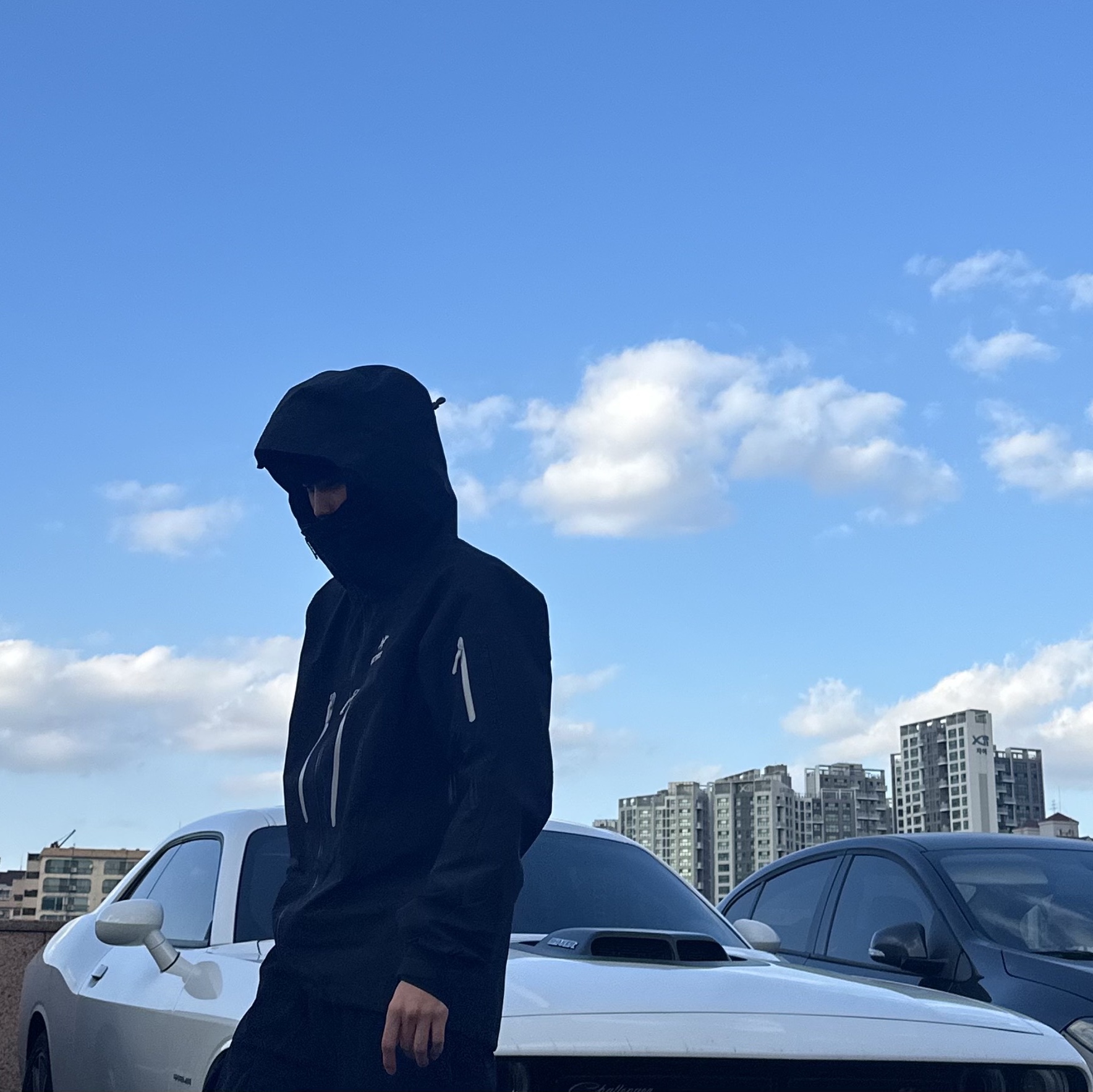 Arc'teryx Alpha SV Jacket Orca, Keen Jasper Suede Sneakers Silver Mink 착용 스타일