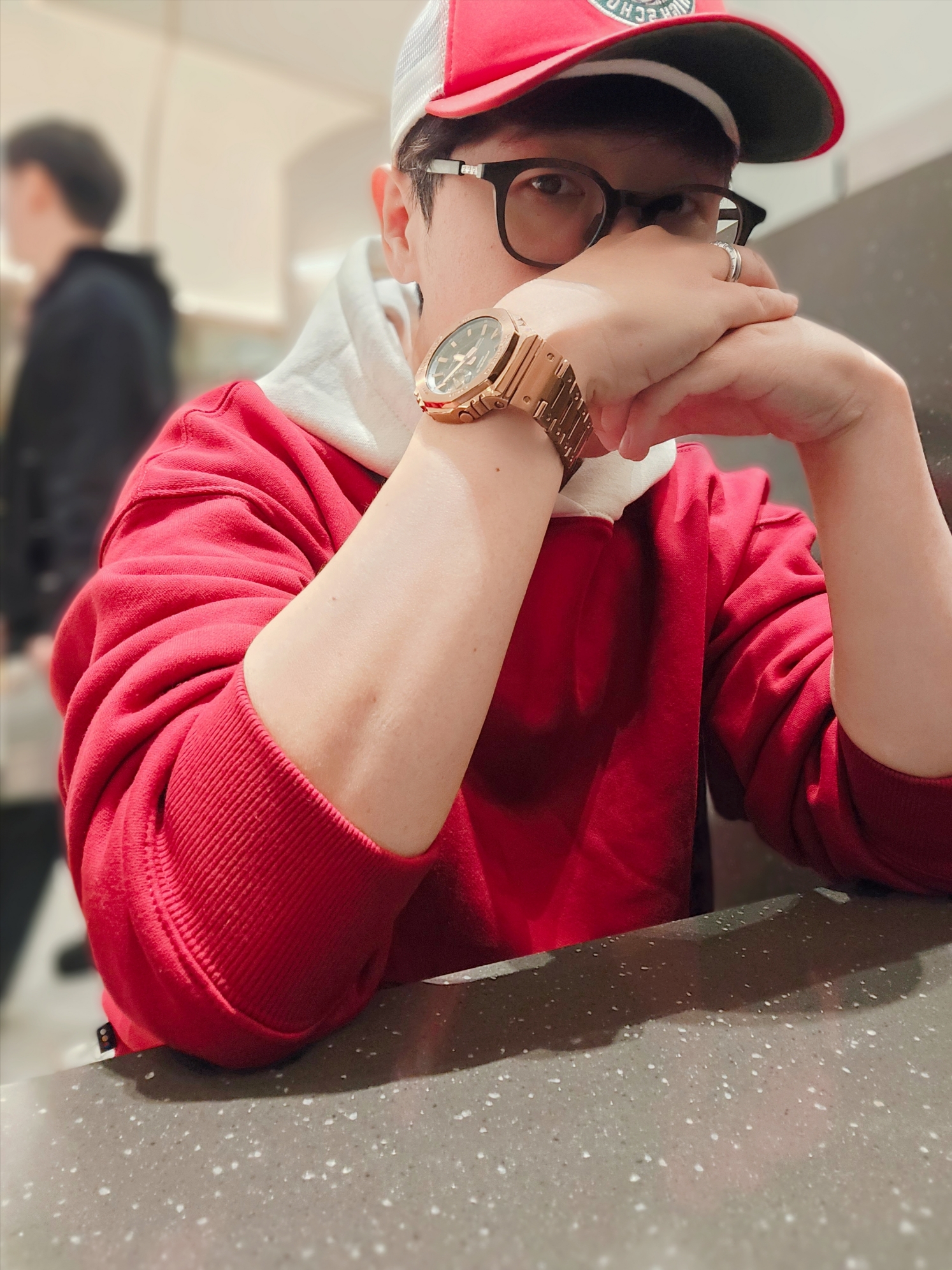 IAB Studio 24 Christmas Hoodie Burgundy Oatmeal, Stussy x Our Legacy x Denim Tears TTL 501 Jean Black 착용 스타일 - 5