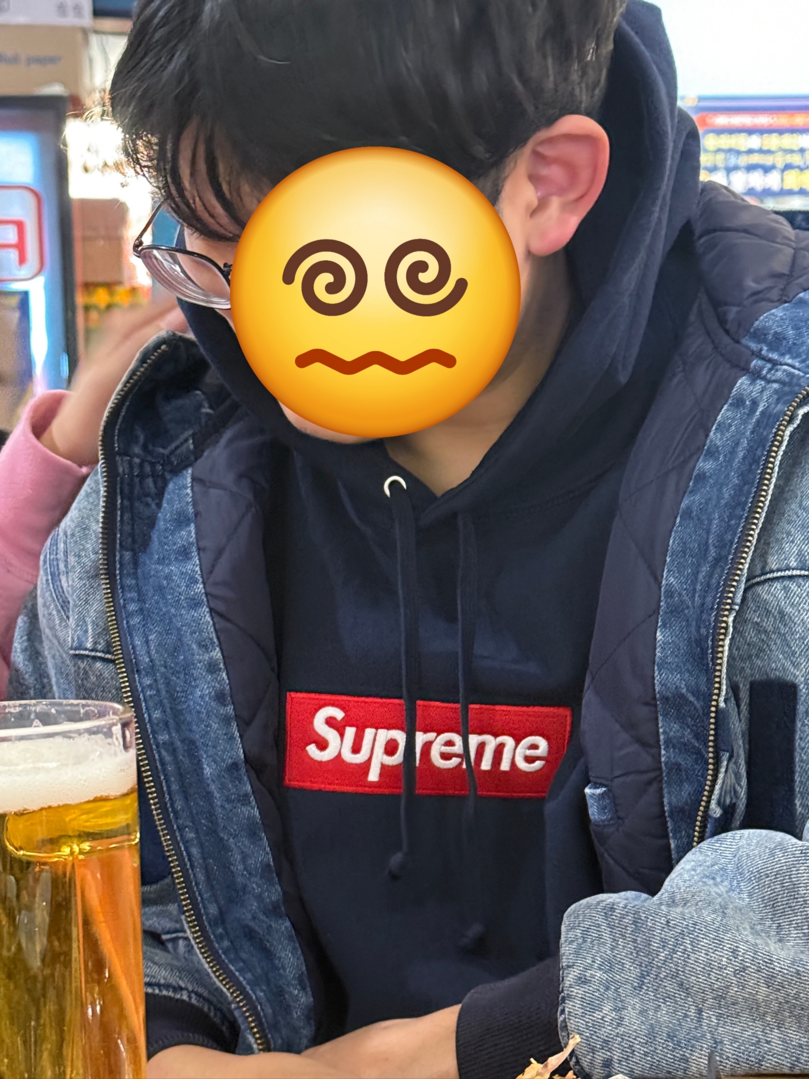 Supreme Box Logo Hooded Sweatshirt Navy - 24FW, Supreme x Ducati Hooded Racing Jacket Denim - 24SS 착용 스타일