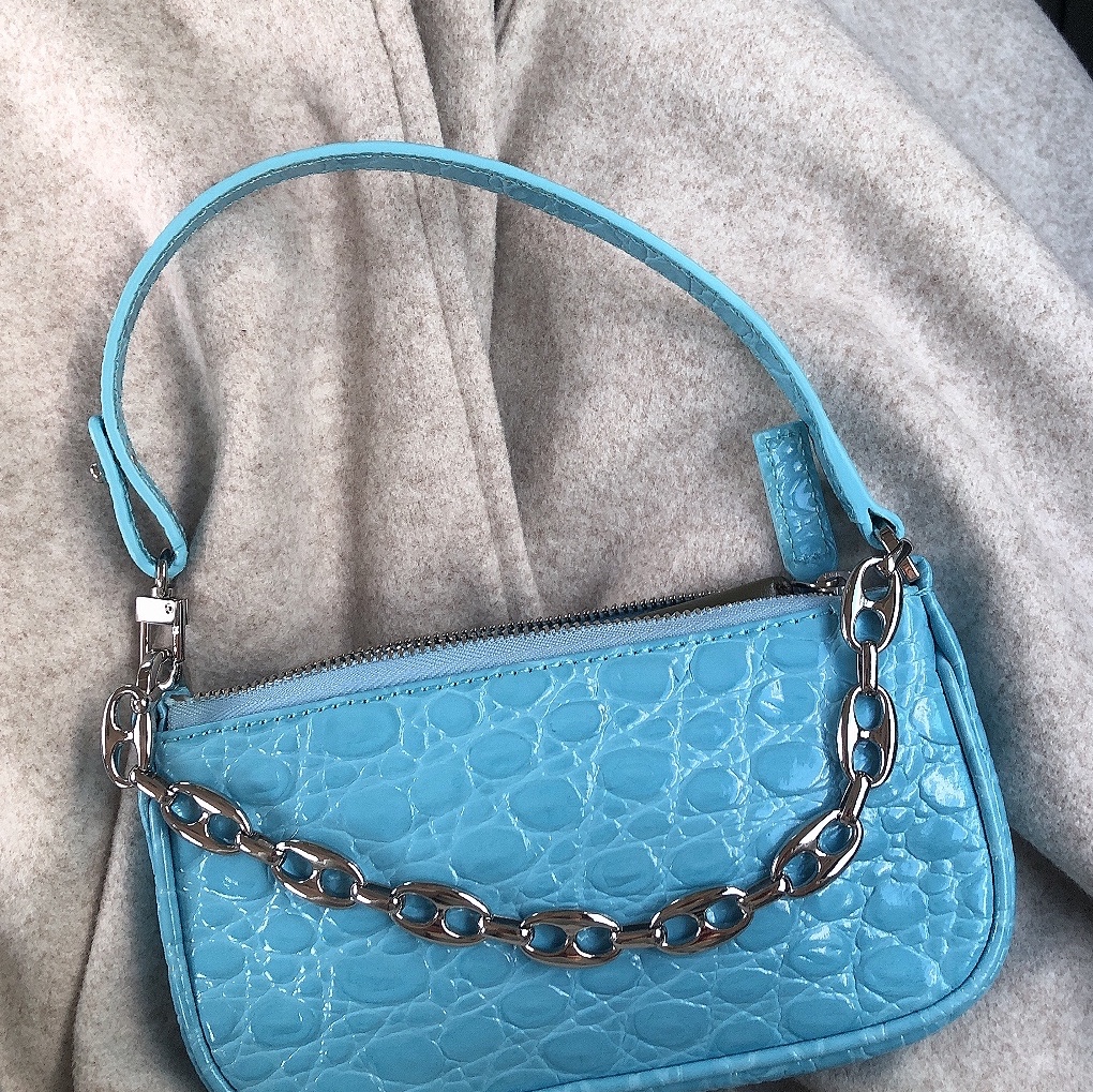By Far Croco Embossed Leather Mini Rachel Nutella, By Far Croco Embossed Leather Mini Rachel Cream 착용 스타일