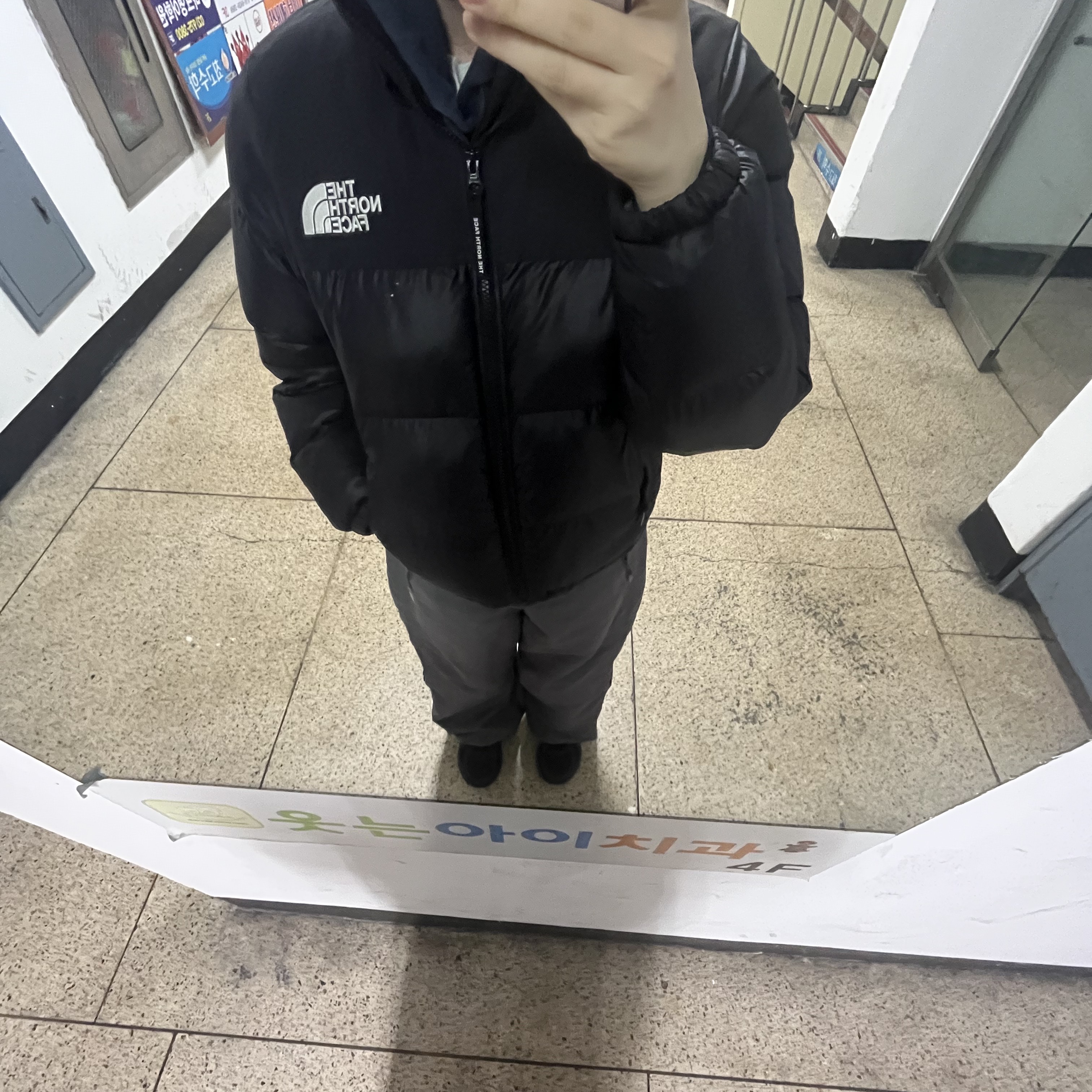 The North Face 1996 Eco Nuptse Jacket Real Black, Asics Jog 100 2 Black 착용 스타일