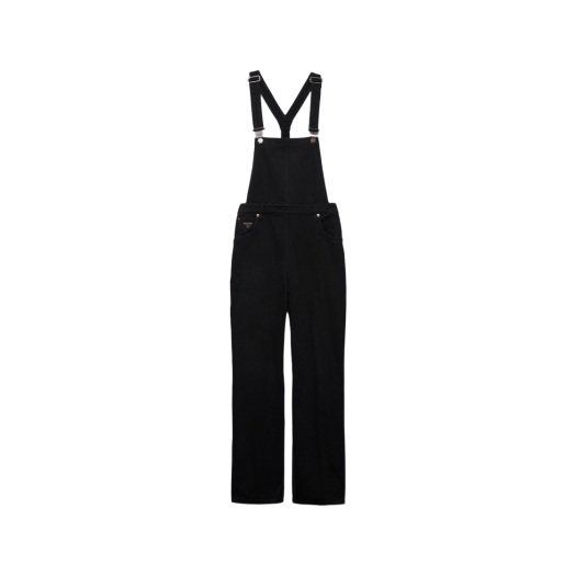 (W) Prada Denim Overalls Black