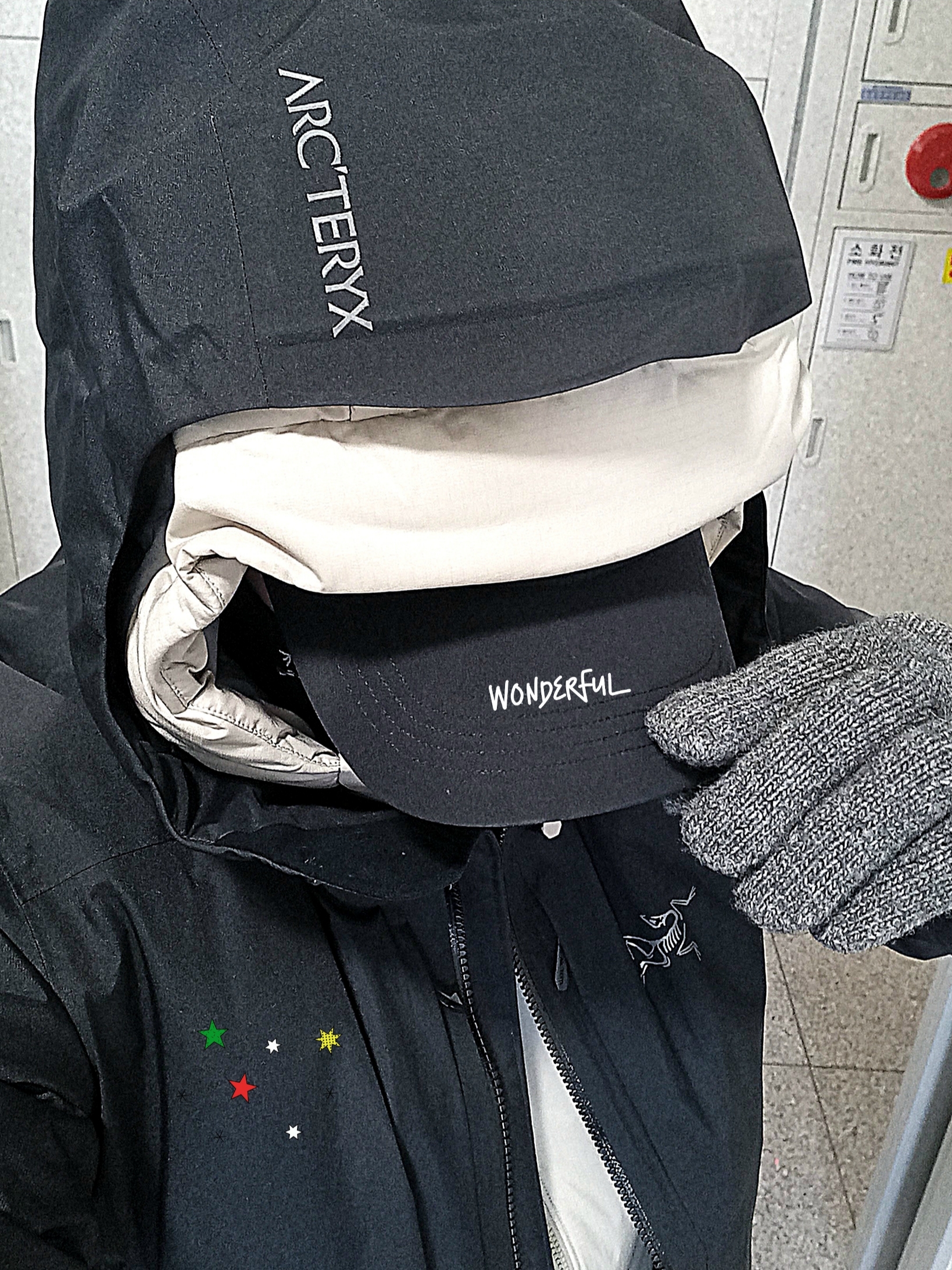 Arc'teryx Atom Heavyweight Hoody Rune, Arc'teryx Small Bird Cap Black 착용 스타일 - 2