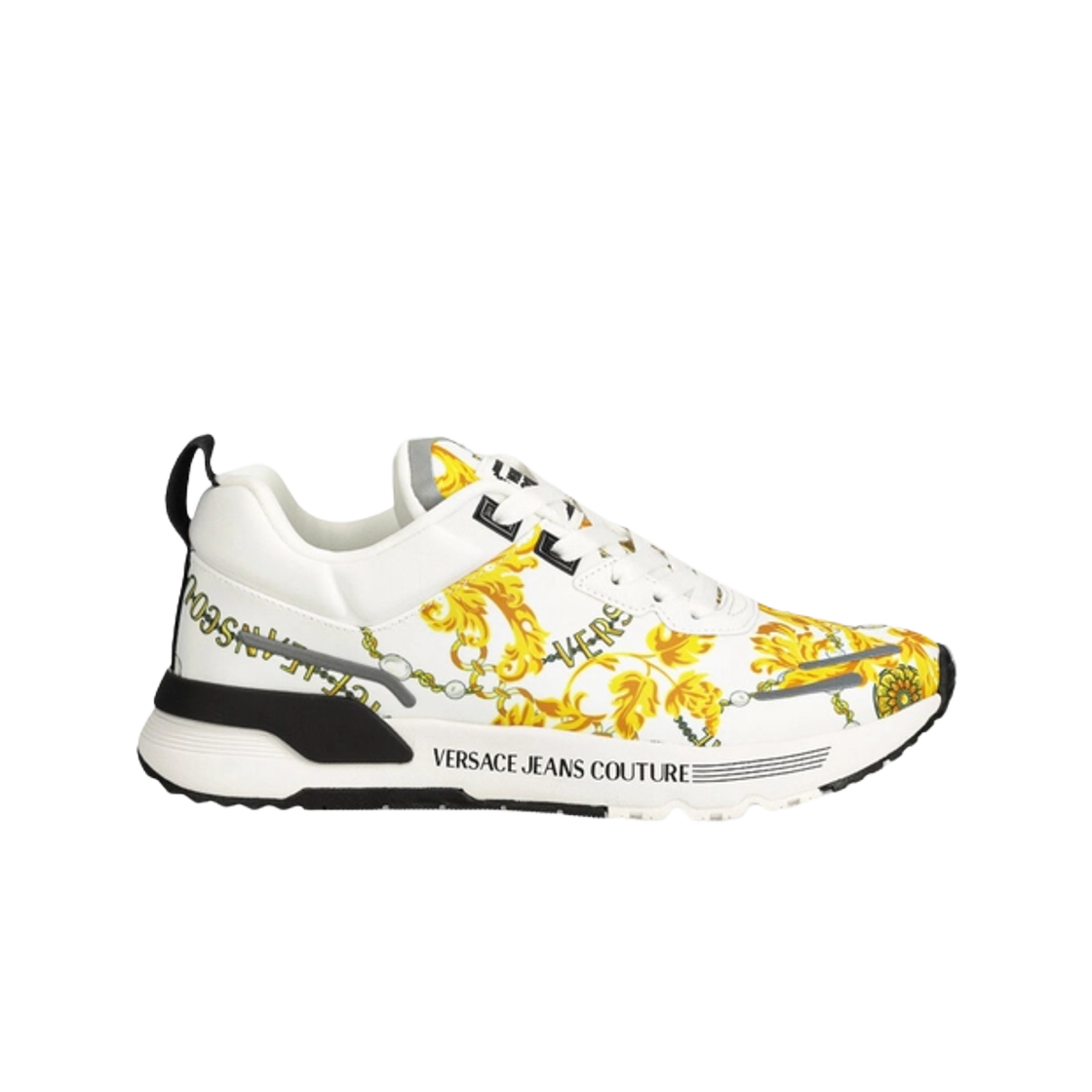 베르사체 진 꾸뛰르 바로크 프린트 스니커즈 화이트 골드(Versace Jeans Couture Baroque Print Sneakers White Gold)