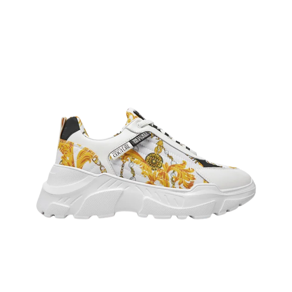 77YA3SC7-ZS879-G03/75YA3SC7-ZS879-G03 Versace Jeans Couture Logo Sneakers White Gold