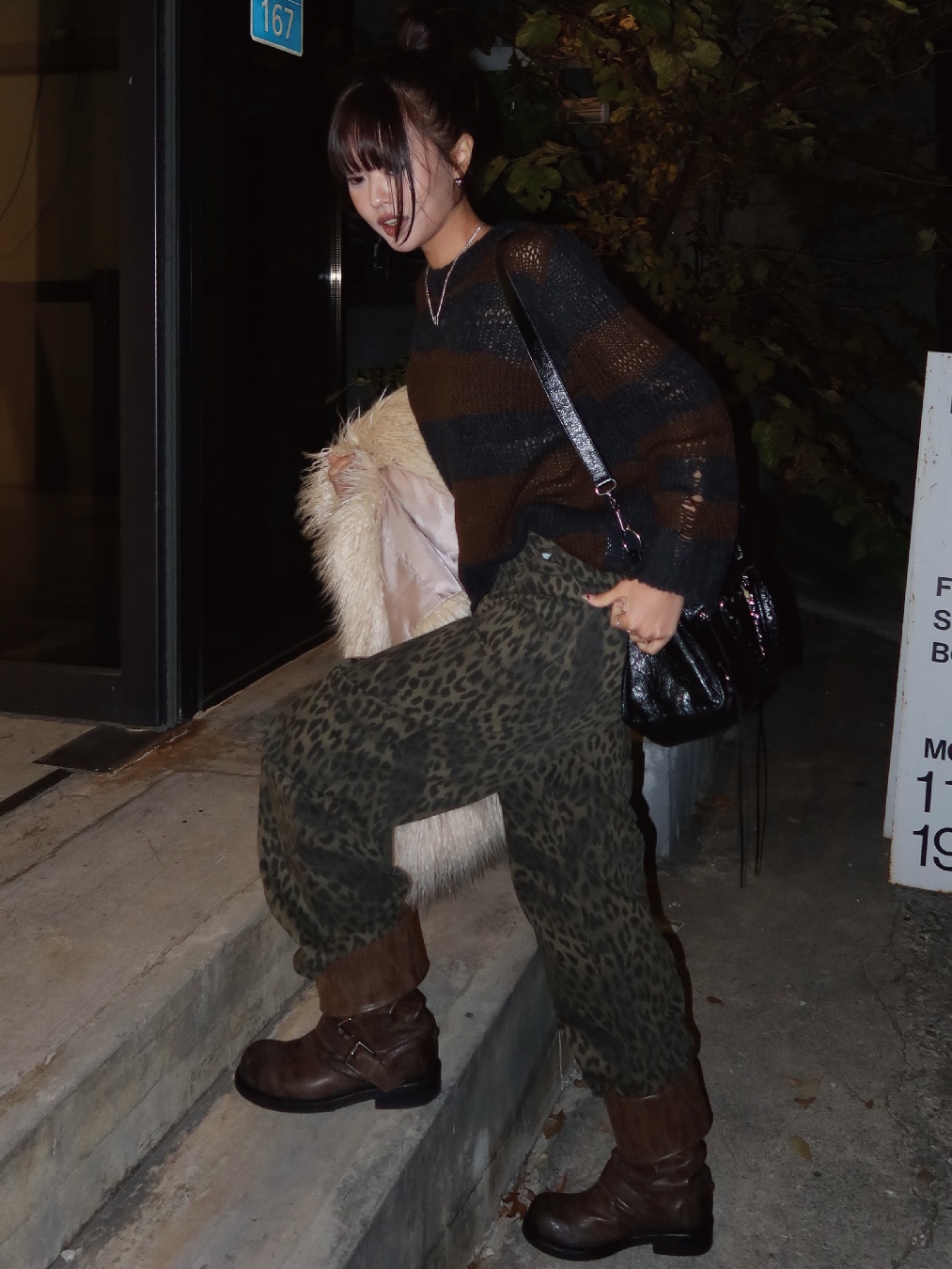 ersco Leopard Baggy Trousers Khaki 착용 스타일 - 1