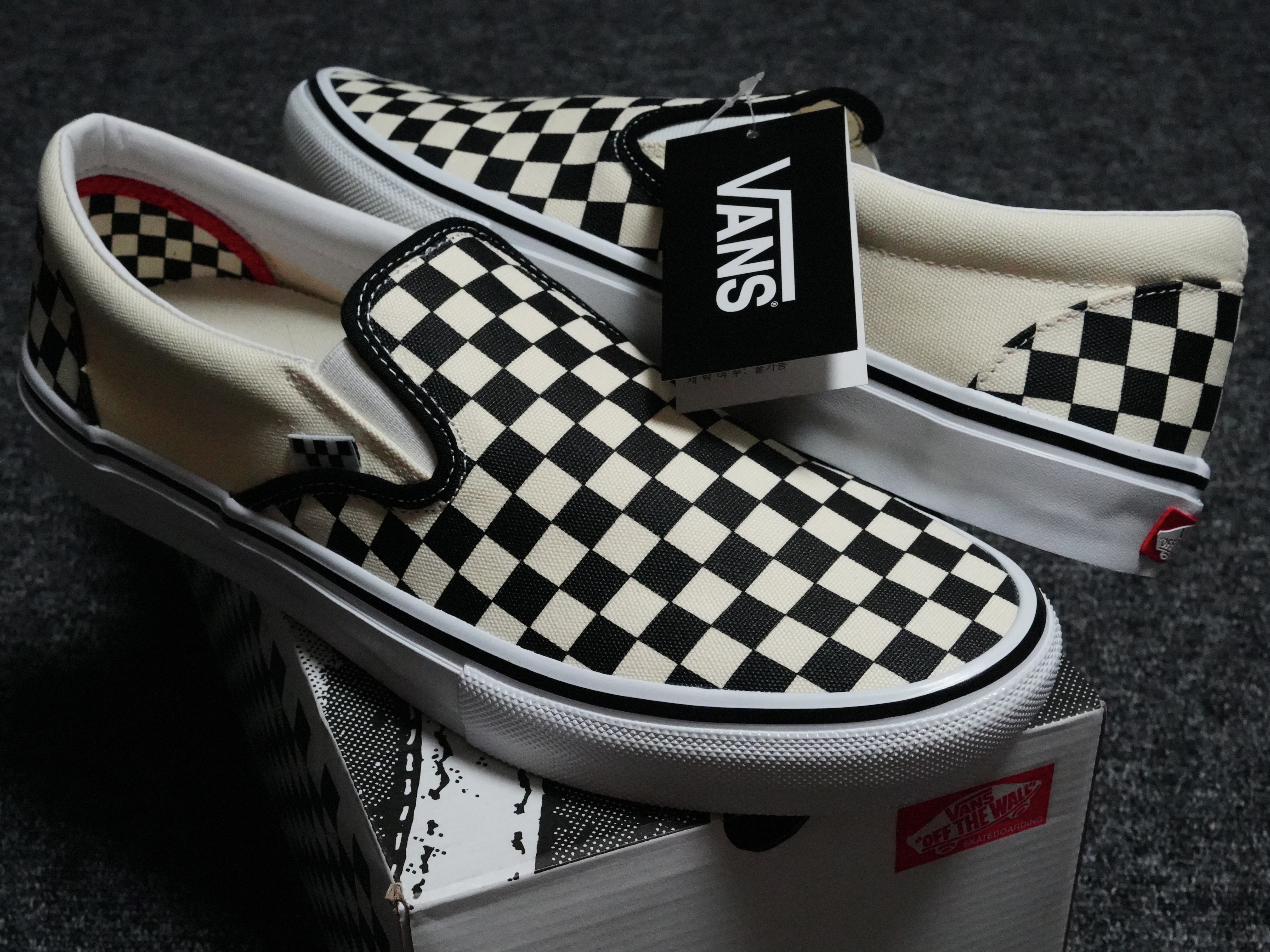 Vans Skate Slip-On Checkerboard Black Off White 착용 스타일