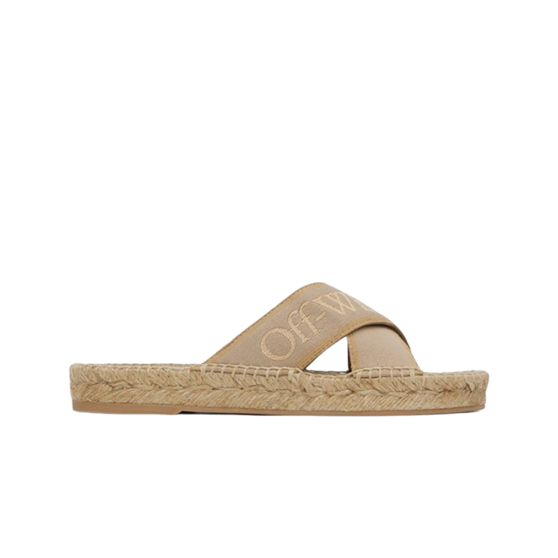 (W) 오프화이트 부키쉬 크리스 크로스 에스파드리유 슬라이더 베이지((W) Off-White Bookish Criss-Cross Espadrille Sliders Beige)