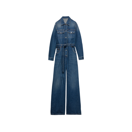 (W) Prada Denim Jumpsuit Navy