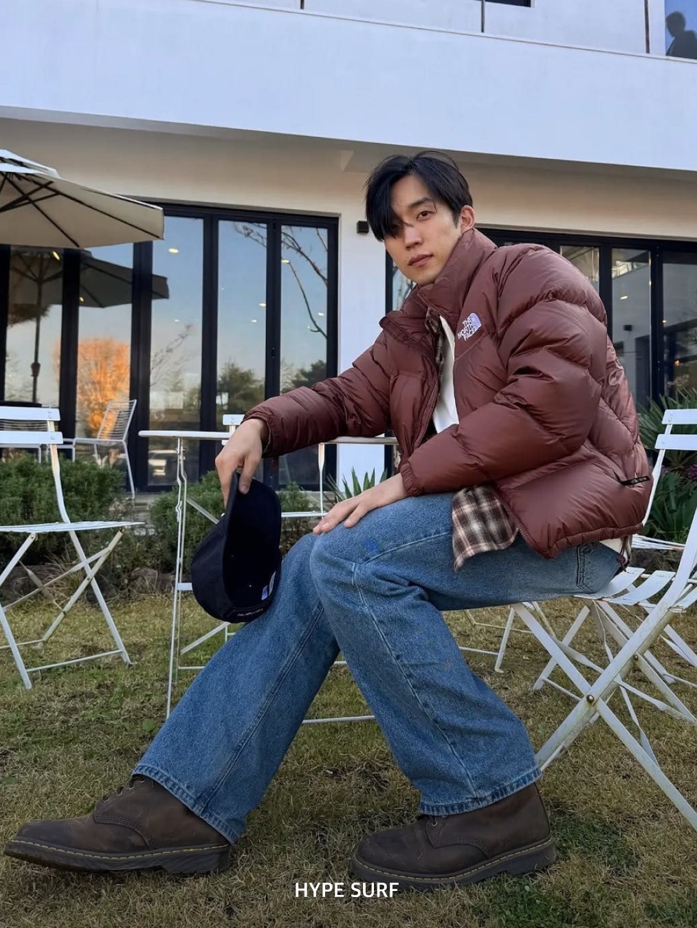 (W) The North Face White Label Novelty Nuptse Down Jacket Cocoa Brown, The North Face 1996 Retro Nuptse Jacket Dark Oak 착용 스타일 - 5