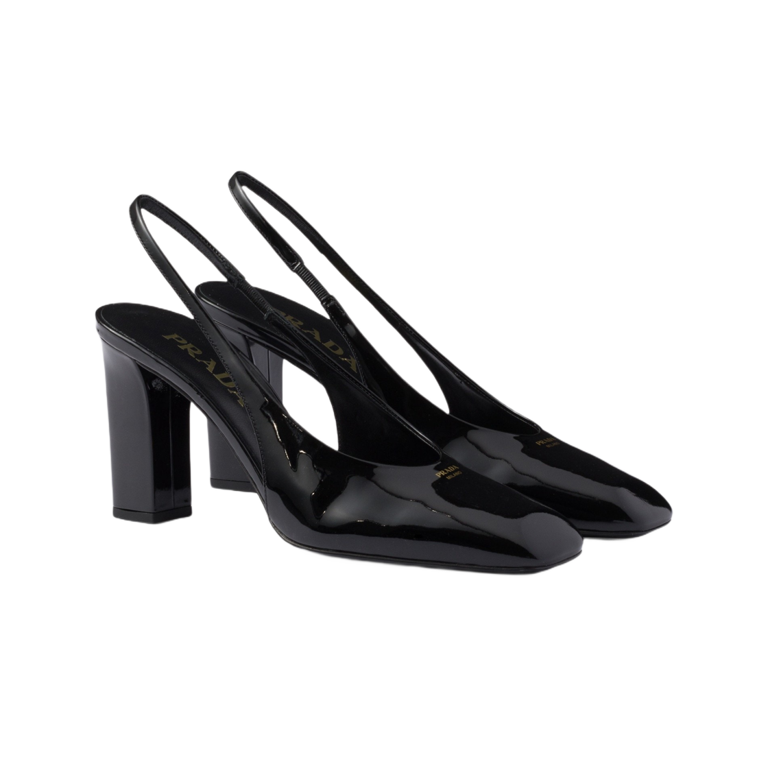 (W) 프라다 페이턴트 레더 슬링백 펌프스 블랙((W) Prada Patent Leather Slingback Pumps Black) - 2