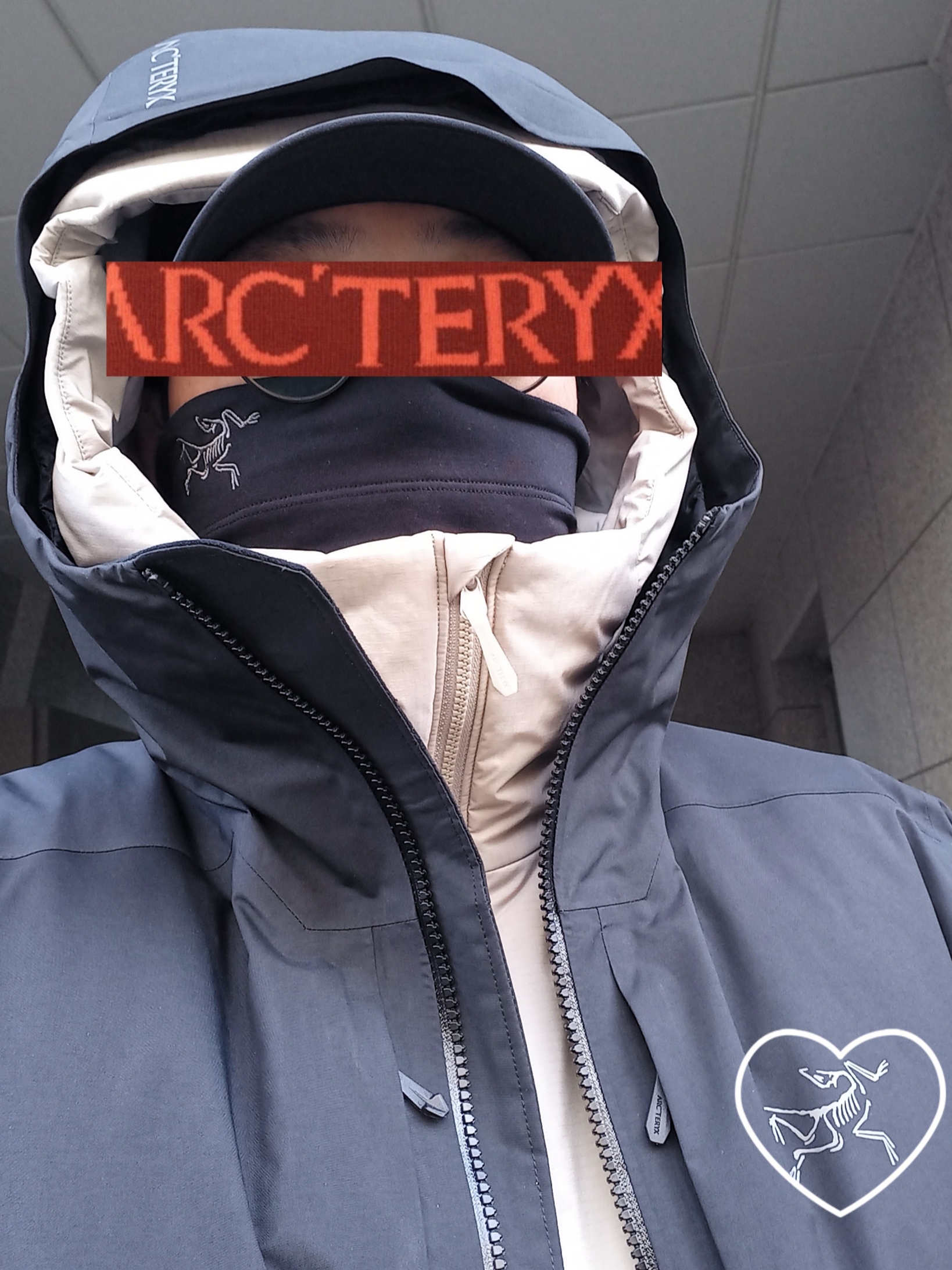 Arc'teryx Small Bird Cap Black, Arc'teryx Rho Lightweight Wool Neck Gaiter Black 착용 스타일 - 3