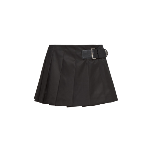 (W) Prada Pleated Re-Nylon Miniskirt Black