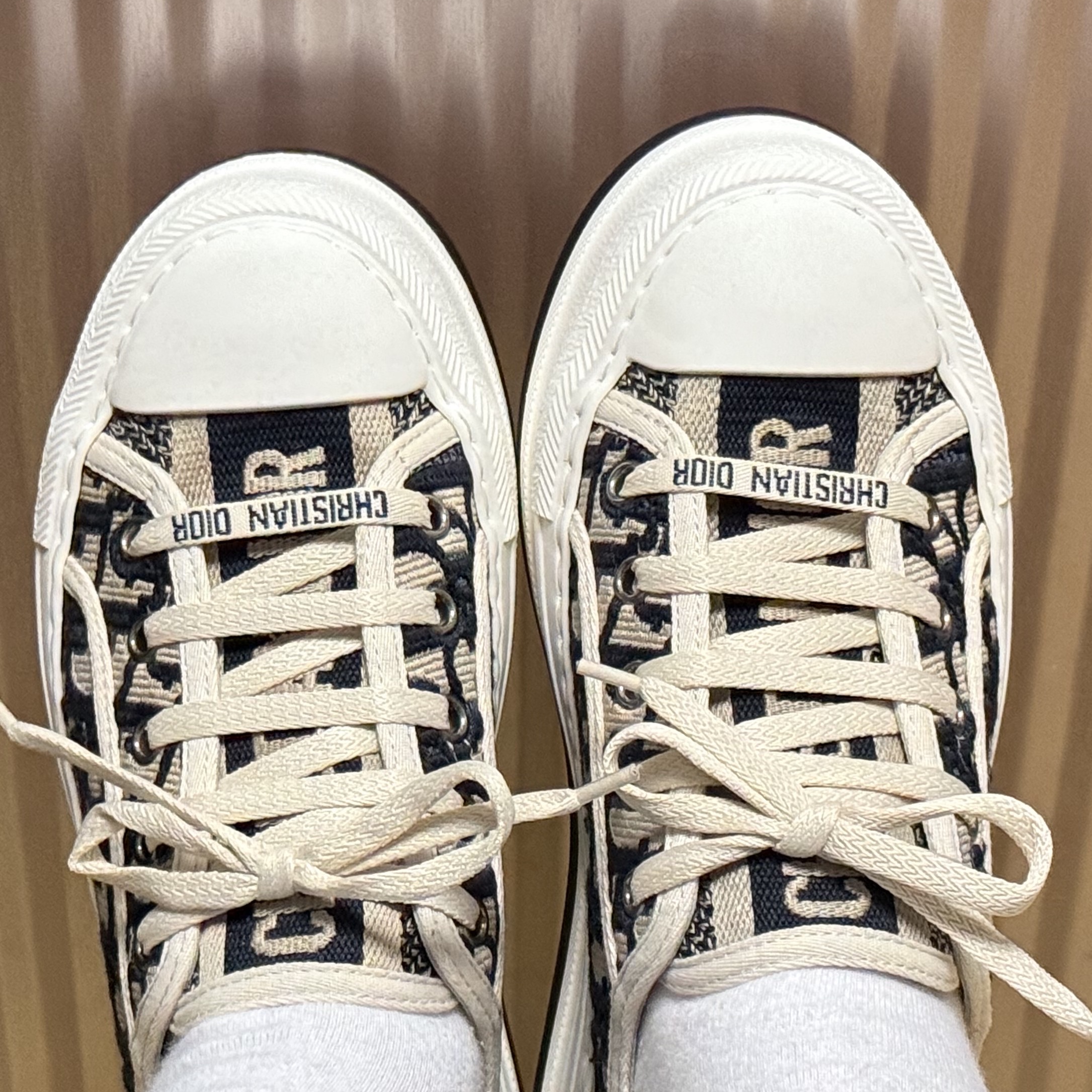 (W) Dior Walk'N'Dior Platform Sneakers Deep Blue Dior Oblique 착용 스타일 - 4