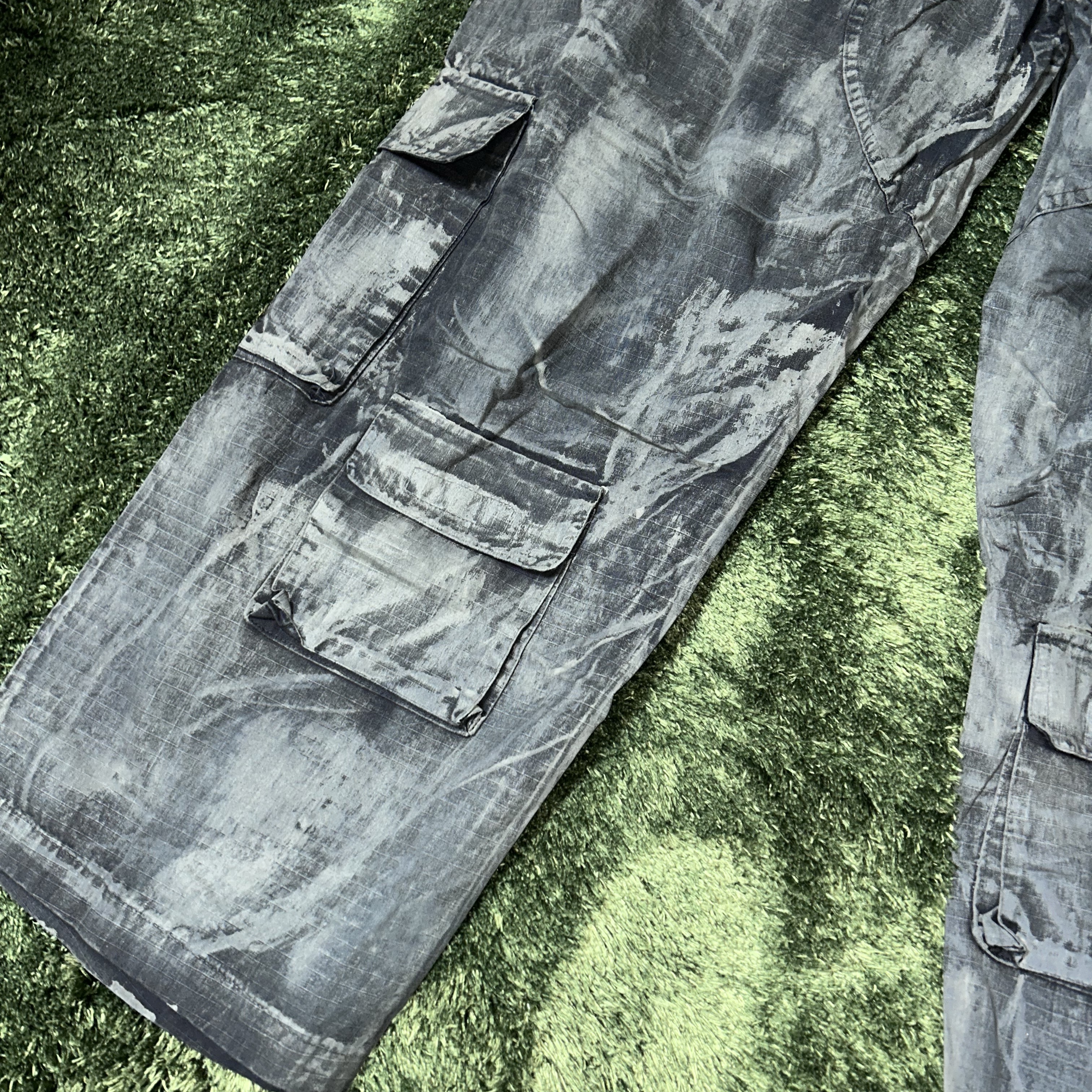 Undermycar Harban Rough Dirty Painting Wide Cargo Pants Lint - 23SS 착용 스타일 - 9