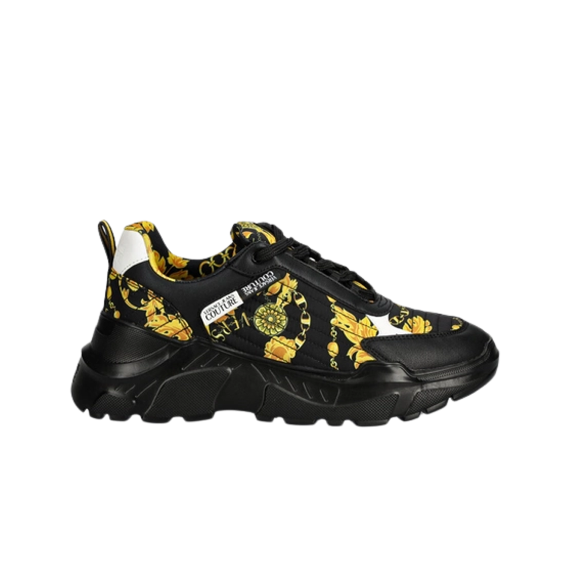 베르사체 진 꾸뛰르 로고 스니커즈 블랙 골드(Versace Jeans Couture Logo Sneakers Black Gold)