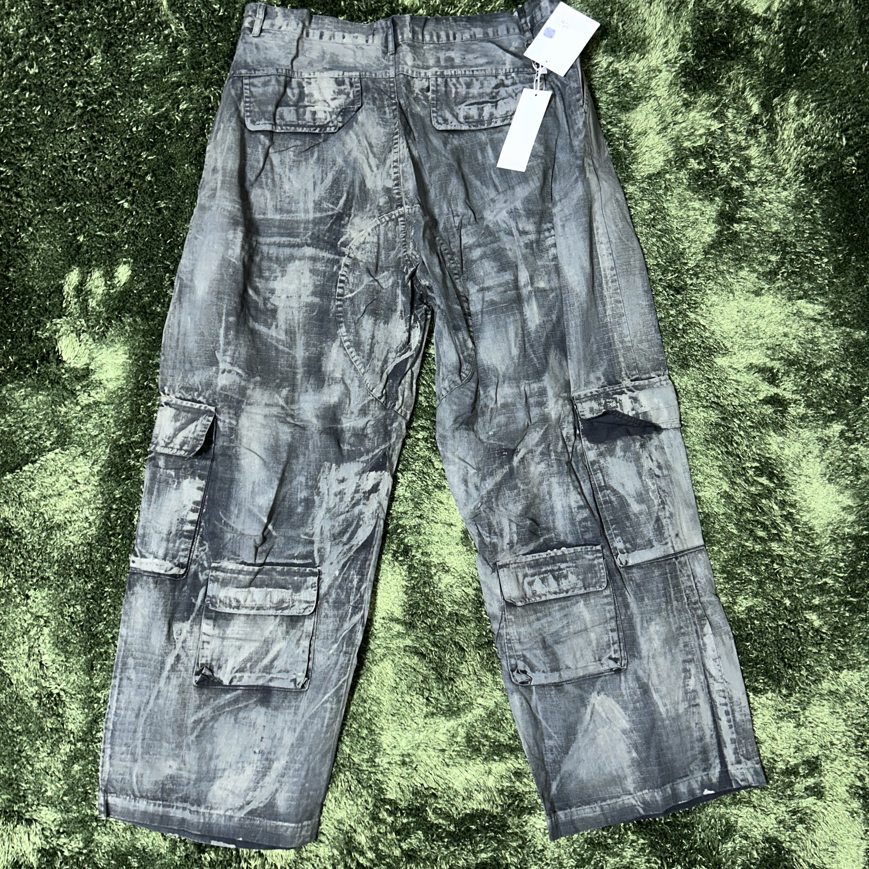 Undermycar Harban Rough Dirty Painting Wide Cargo Pants Lint - 23SS 착용 스타일 - 6