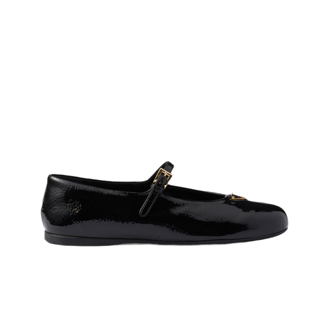 1F793N-H27-F0002 (W) Prada Naplak Patent Leather Ballerinas Black