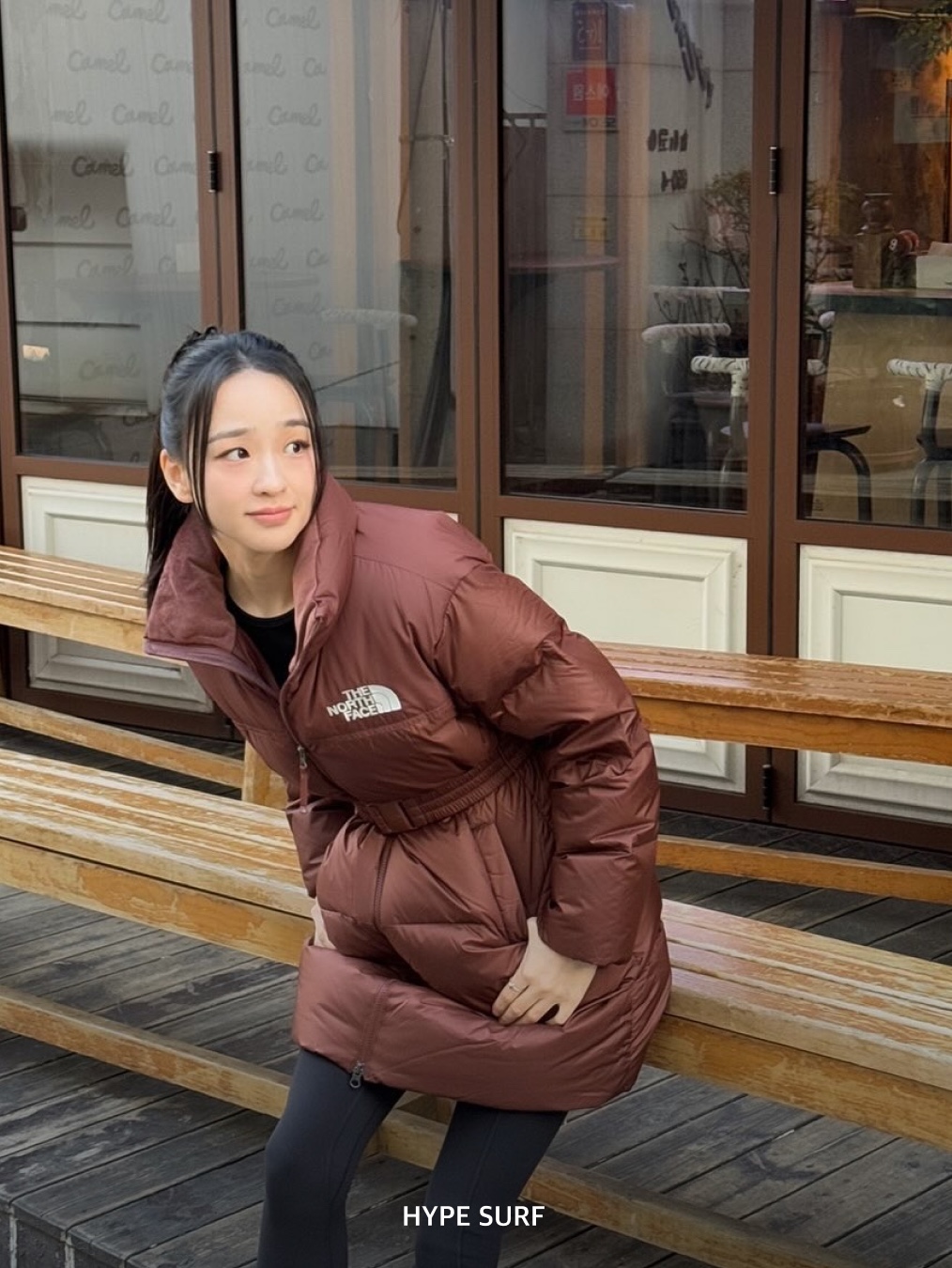 (W) The North Face White Label Novelty Nuptse Down Jacket Cocoa Brown, The North Face 1996 Retro Nuptse Jacket Dark Oak 착용 스타일 - 7