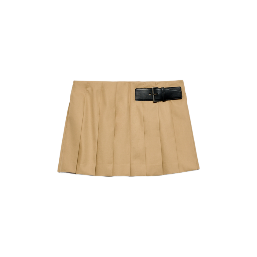 (W) Prada Twill Miniskirt with Leather Belt Cord