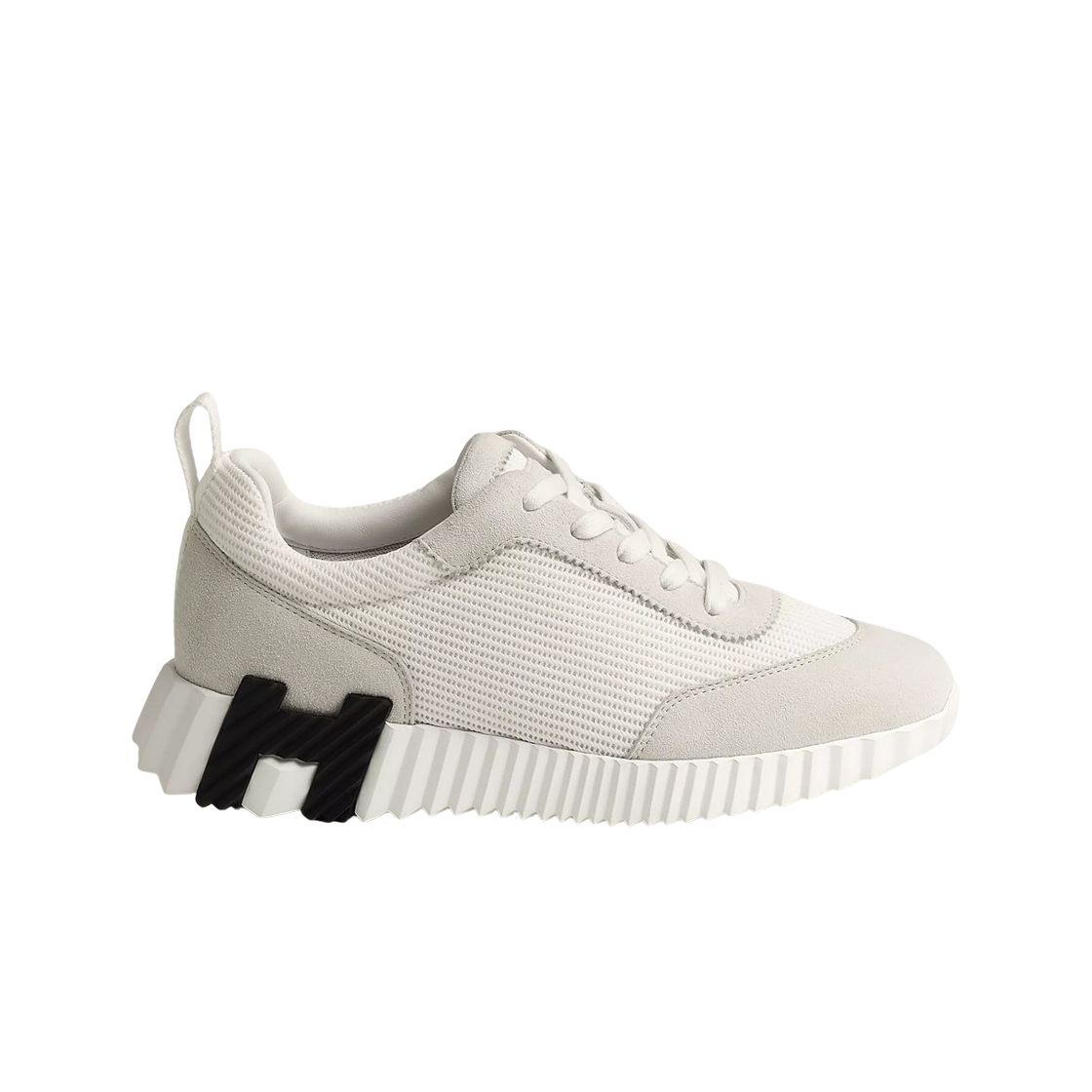 (W) 에르메스 바운싱 스니커즈 텍스쳐드 메쉬 스웨이드 고트스킨 & 블랑((W) Hermes Bouncing Sneakers Textured Mesh Suede Goatskin & Blanc)