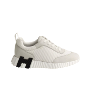 (W) Hermes Bouncing Sneakers Textured Mesh Suede Goatskin & Blanc