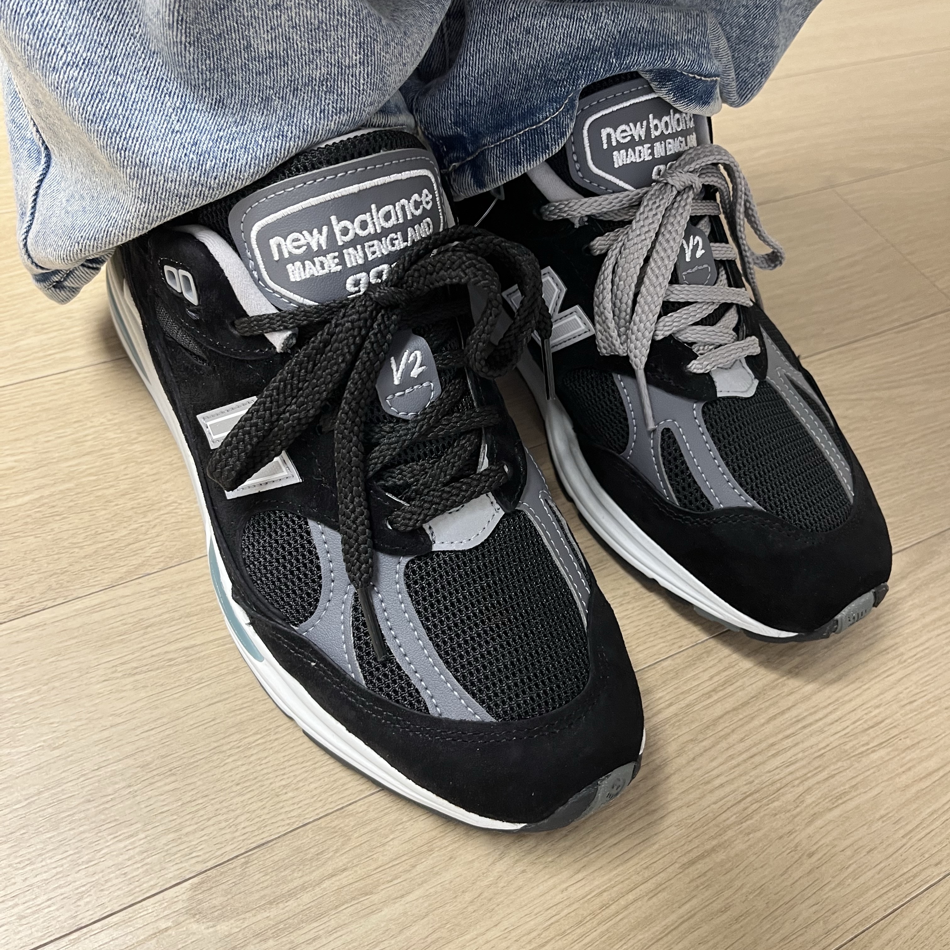 New Balance 991v2 Made in UK Black 착용 스타일