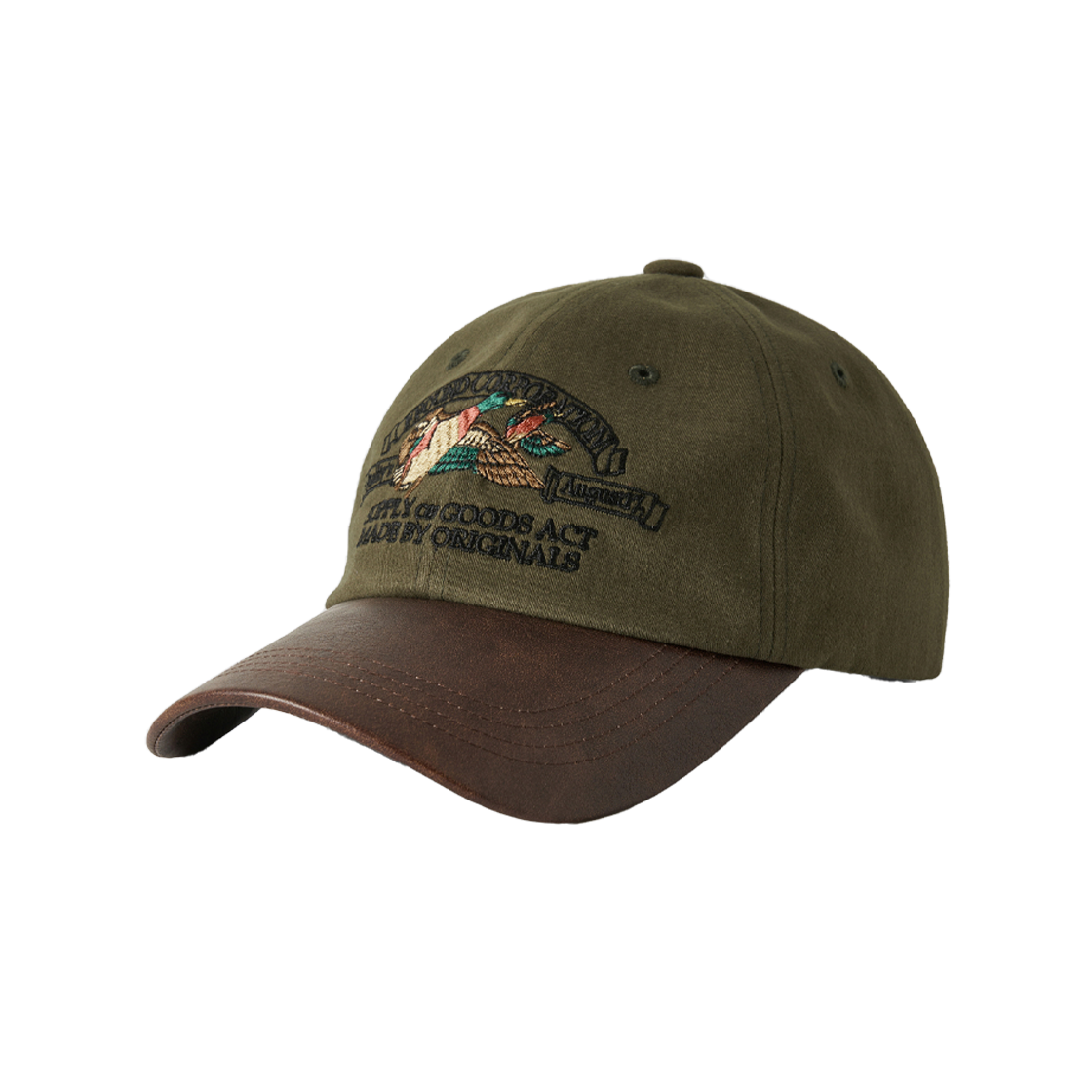 휴먼앤캣 파운드 말라드 덕 레더 볼캡 카키(Human & Cat FFound Mallard Duck Leather Ball Cap Khaki)