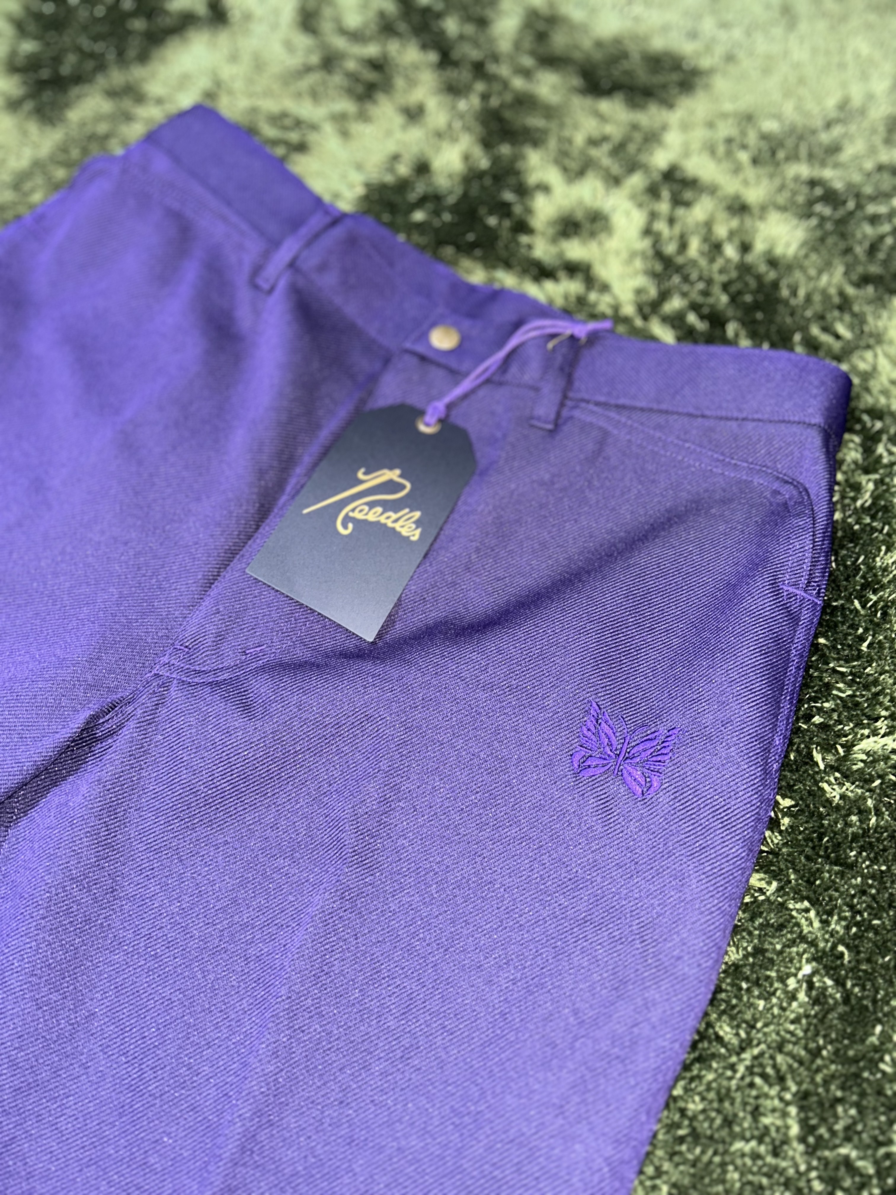 Needles Boot-Cut Jean Poly Twill Purple 착용 스타일 - 1