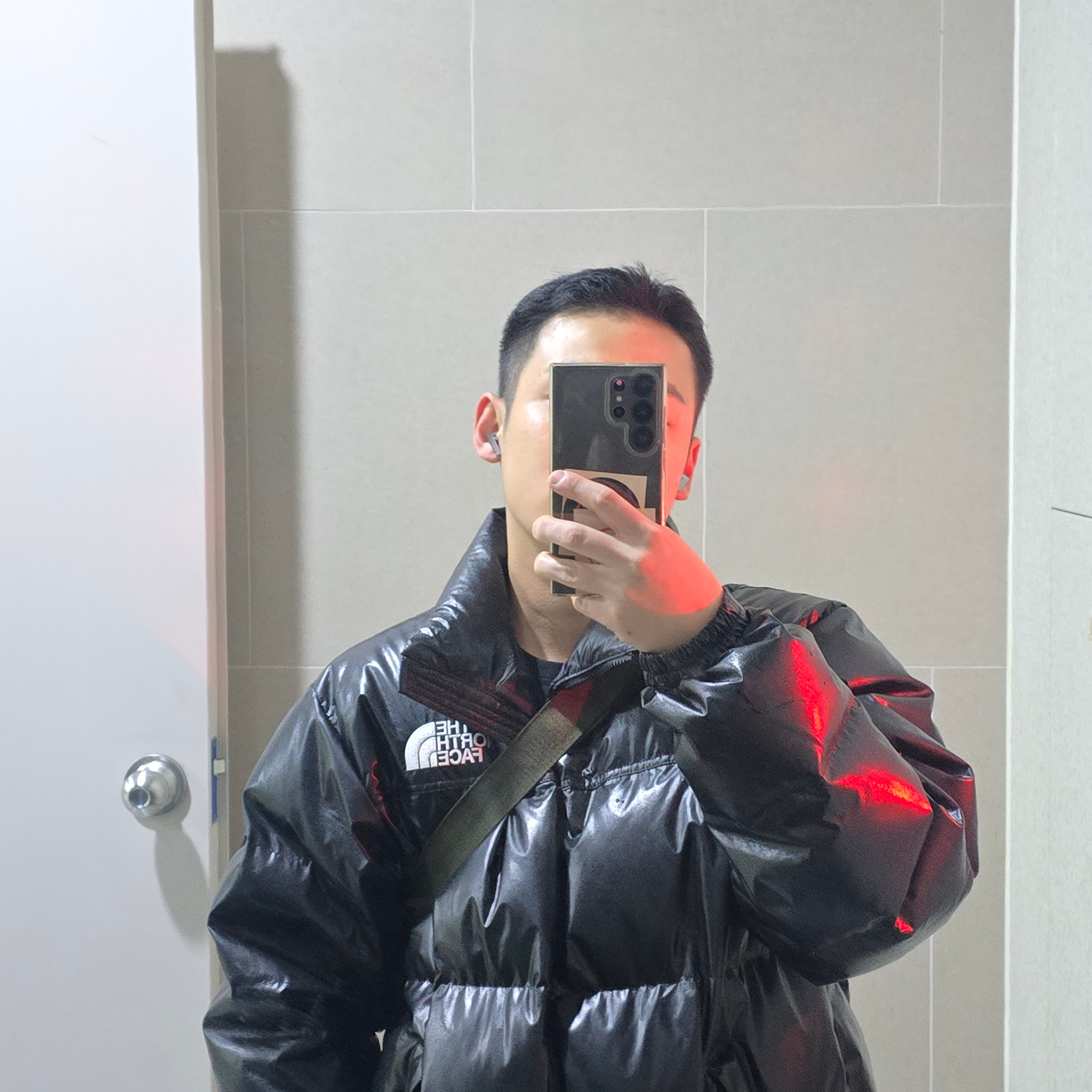 The North Face x Junya Watanabe W-Name Nuptse Jacket Black 착용 스타일