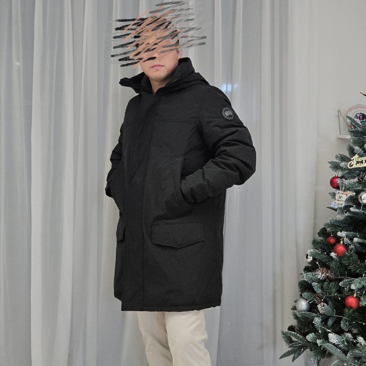 Canada Goose Langford Parka Black Label Black 착용 스타일 - 1