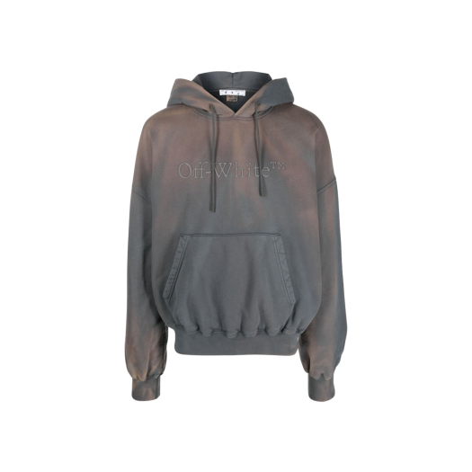 Off-White Bookish Logo Embroidered Tie Dye Hoodie Brown