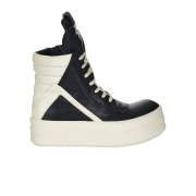 Rick Owens Hollywood Mega Bumper Geobasket in Full Grain Calf Leather Black Milk