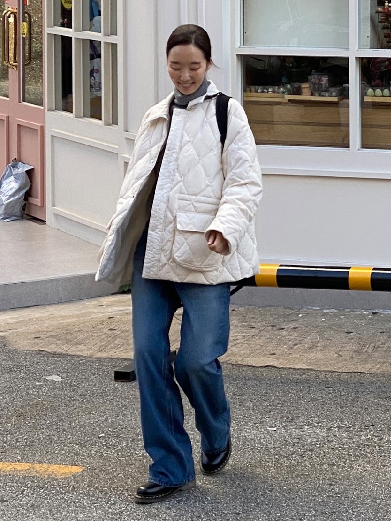 Siyazu SIOT4127 Duck Down Quilting Hunting Jacket Ivory 착용 스타일 - 1