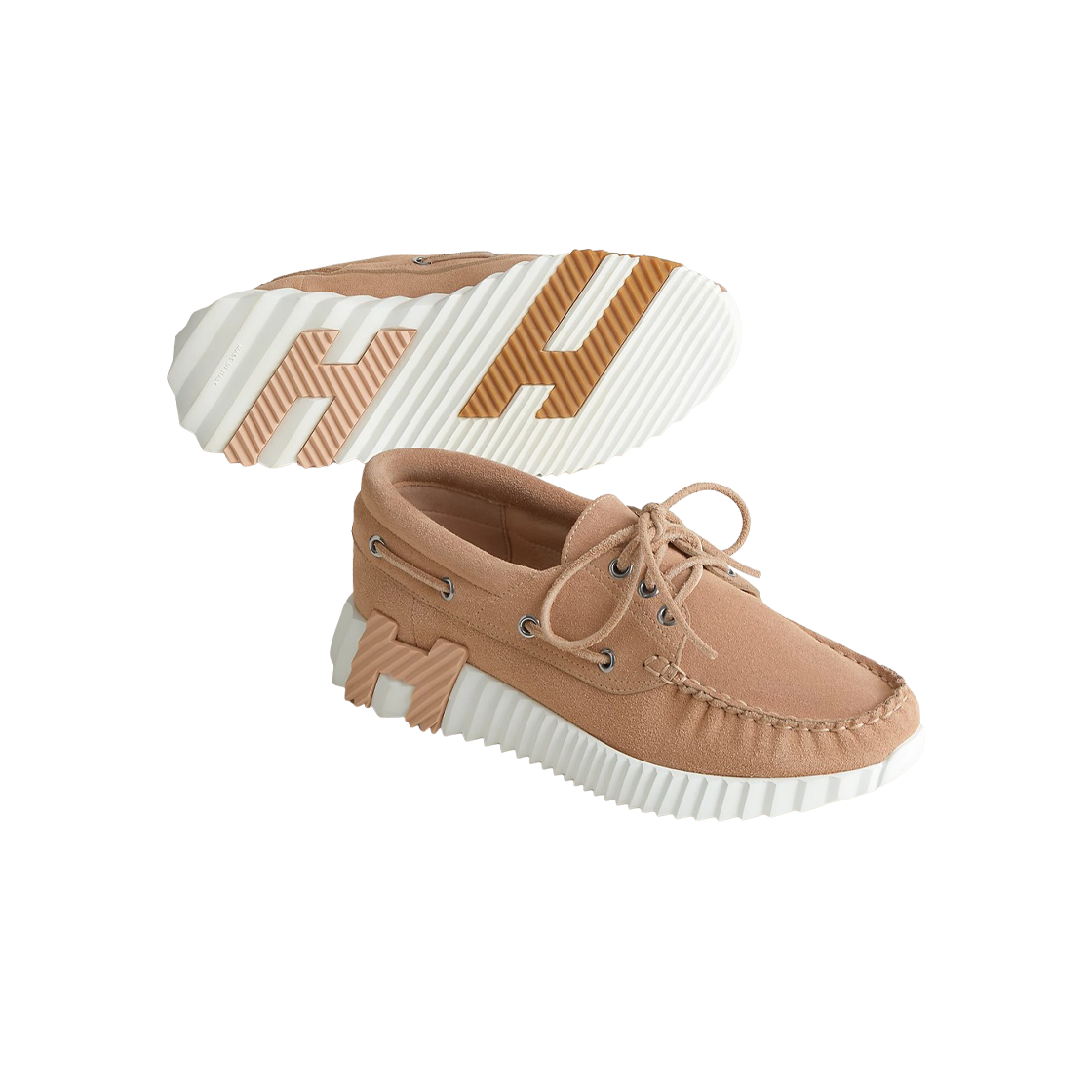 (W) 에르메스 케치 스니커즈 스웨이드 고트스킨 & 베쥬 펠리노((W) Hermes Ketch Sneakers Suede Goatskin & Beige Perlino) - 2