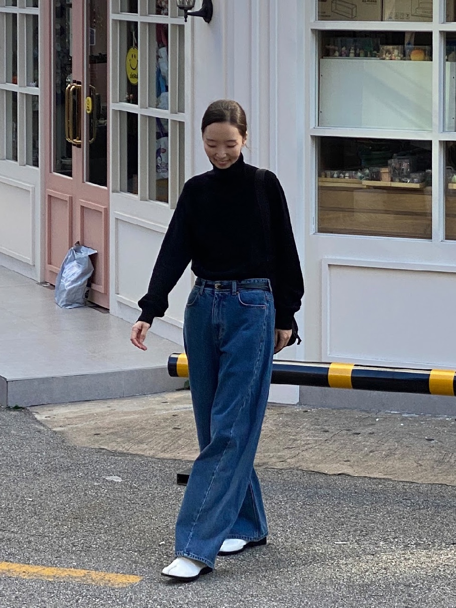 Siyazu SIJN6084 Fleece Vintage Curved Denim Deep blue 착용 스타일 - 2