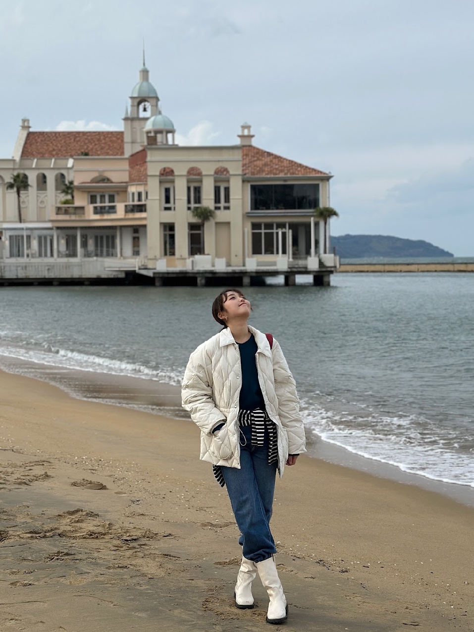 Siyazu SIOT4127 Duck Down Quilting Hunting Jacket Ivory 착용 스타일 - 3