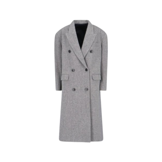 (W) Isabel Marant Lexana Double Wool Coat Black Ecru - 24FW