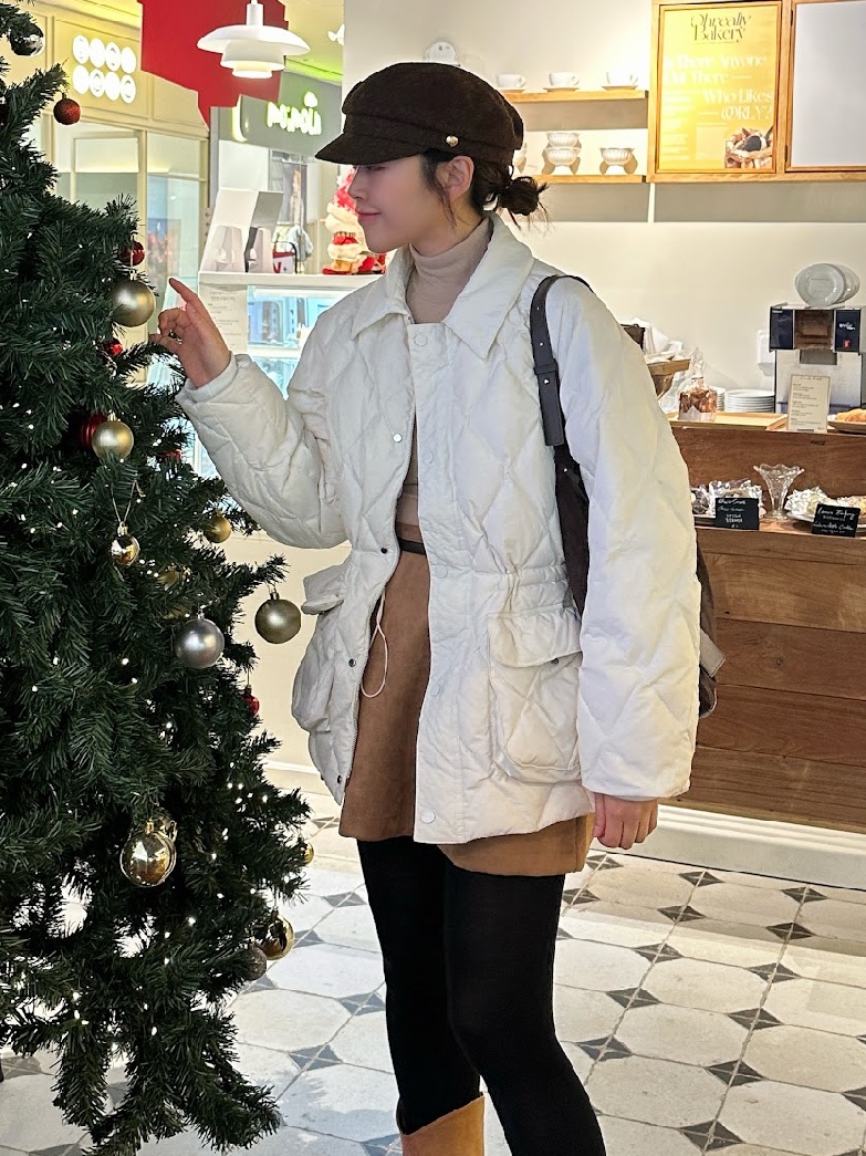 Siyazu SIOT4127 Duck Down Quilting Hunting Jacket Ivory 착용 스타일 - 2